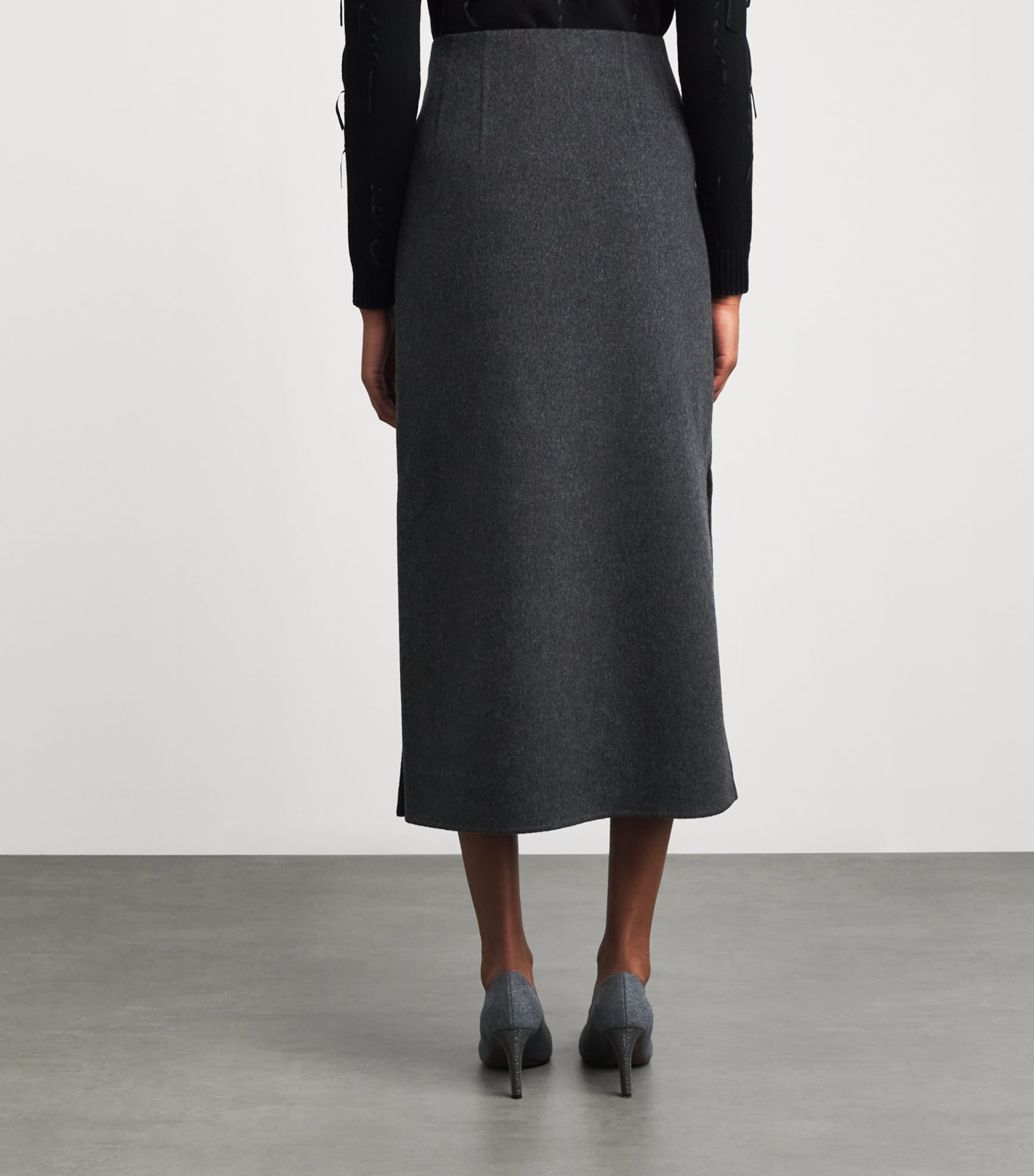 Lafayette 148 Womens Wool-Cashmere Midi Skirt Graphte Mlng Image 4