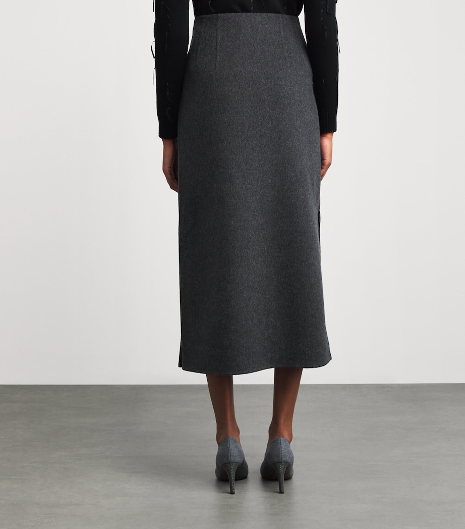 Lafayette 148 Womens Wool-Cashmere Midi Skirt Graphte Mlng Image 4