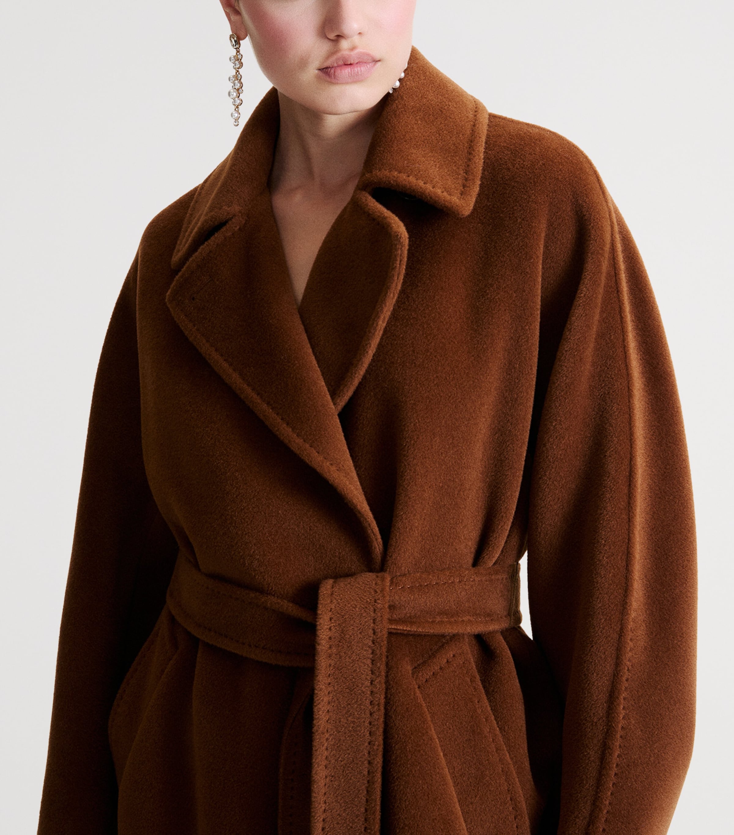 Marella Womens Virgin Wool Wrap Coat Caramel Image 6