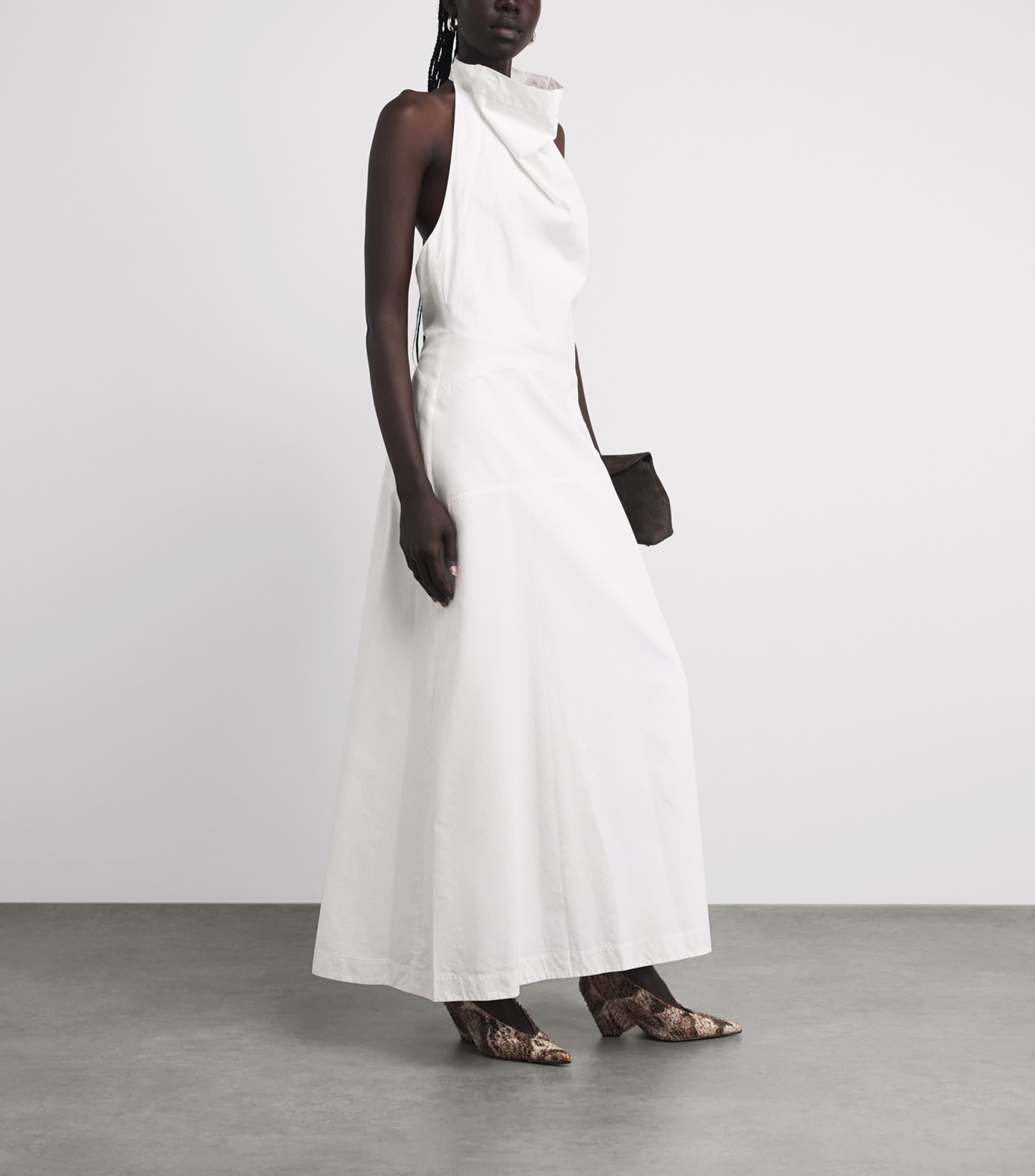 CAMILLA AND MARC Womens Halterneck Grace Maxi Dress Lwht White Image 2