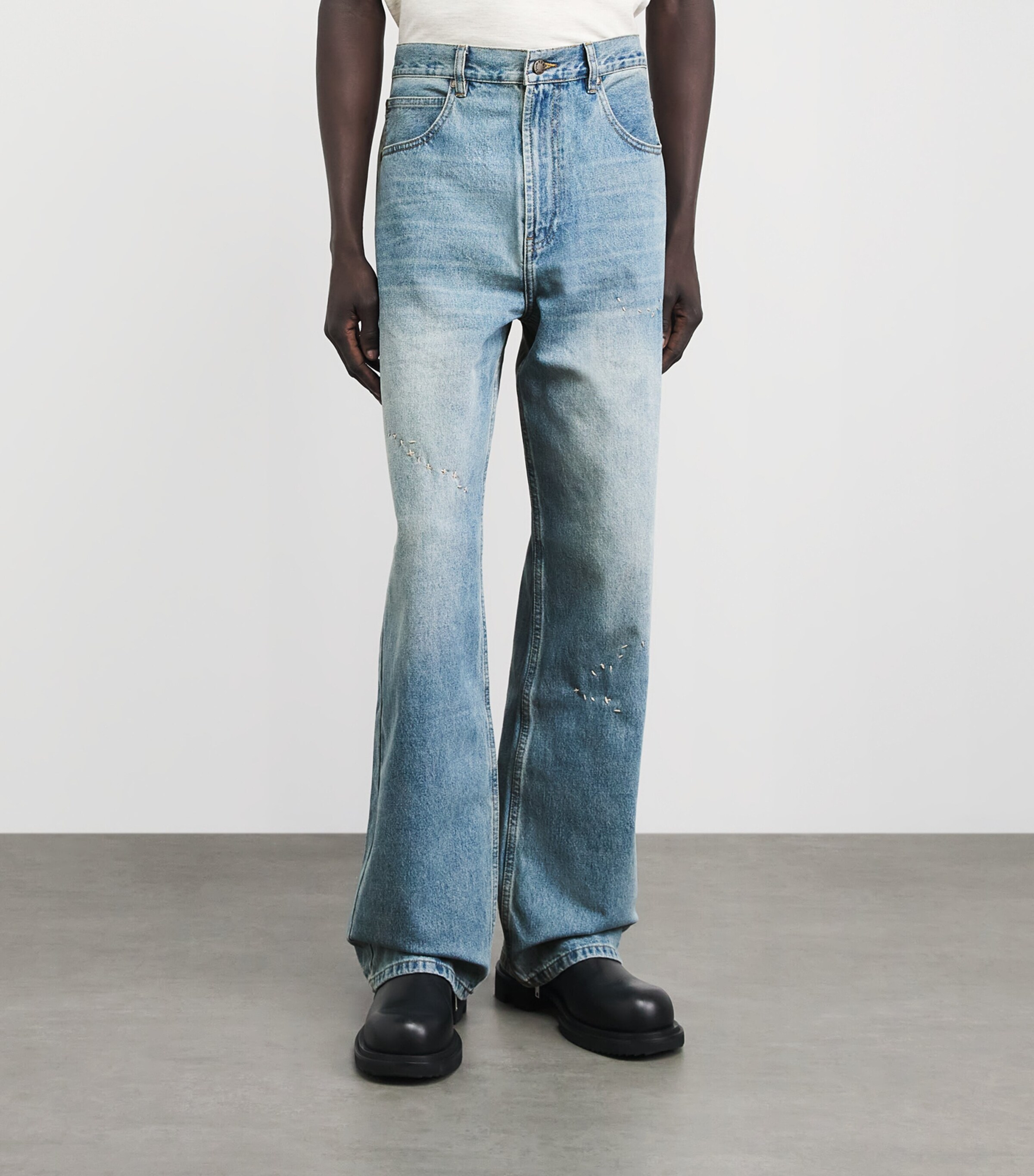 DOMREBEL Mens Jerk Bootcut Jeans Mid Blue Image 4