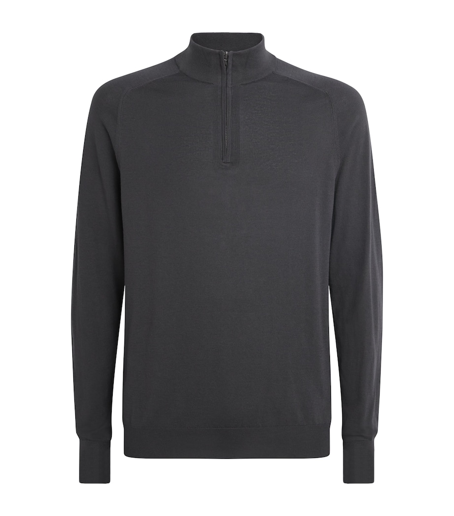 Sunspel Mens Sea Island Cashmere Half-Zip Sweater Anthracite Image 1