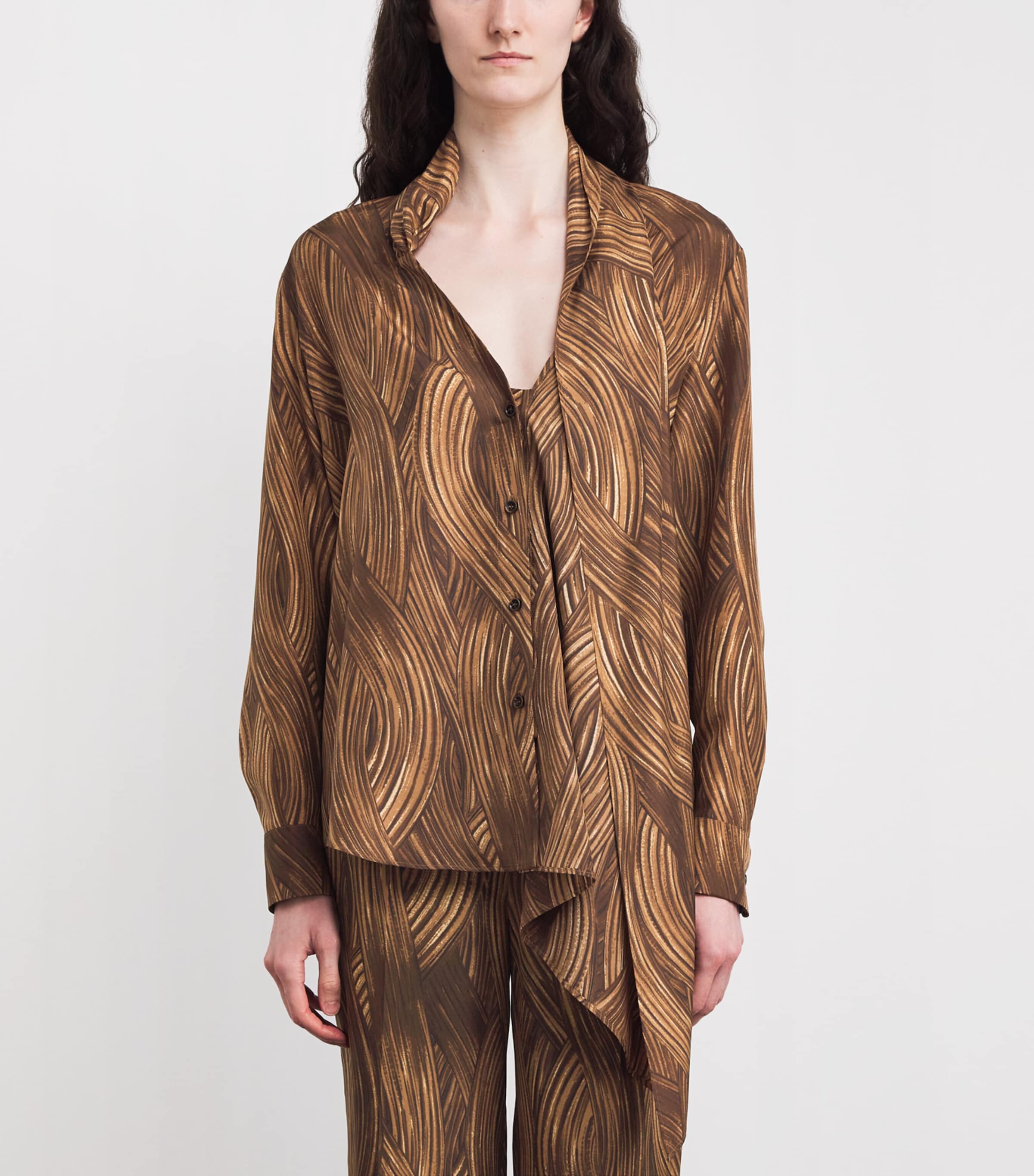 Silk Grass Waves Shirt CML378 CAMEL Image 3