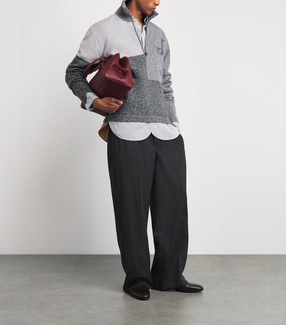 Jacquemus Mens Merino Wool-Cashmere Orlando Quarter-Zip Sweater Multi Grey Image 2