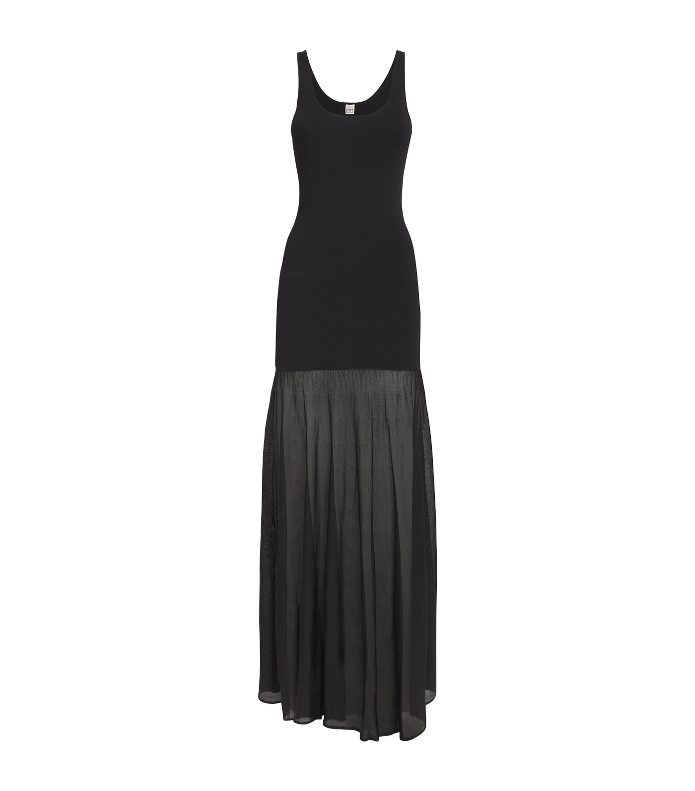 Shop Totême Pleated Maxi Dress In Black