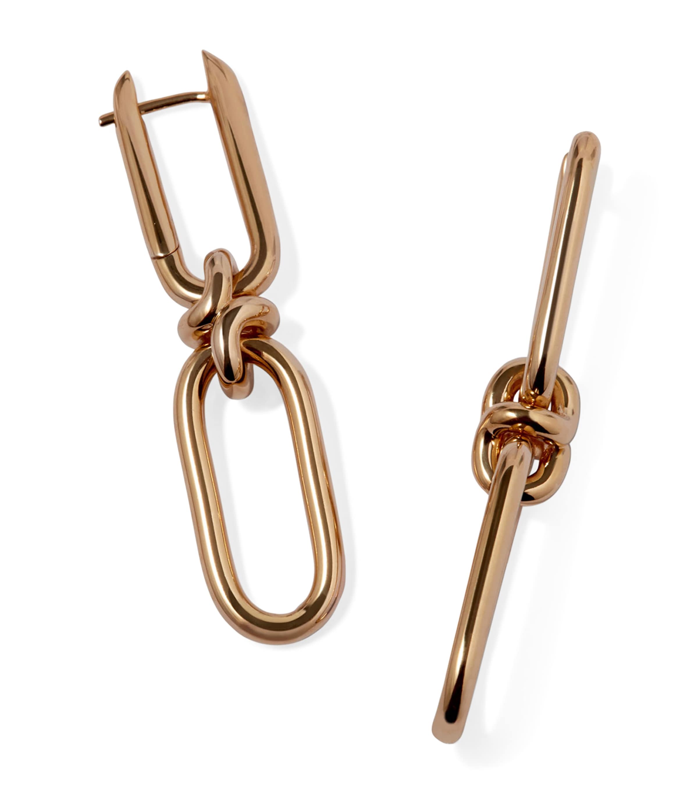 Yellow Gold Knuckle Classic Link Chain Earrings YELLOW GOLD Image 3