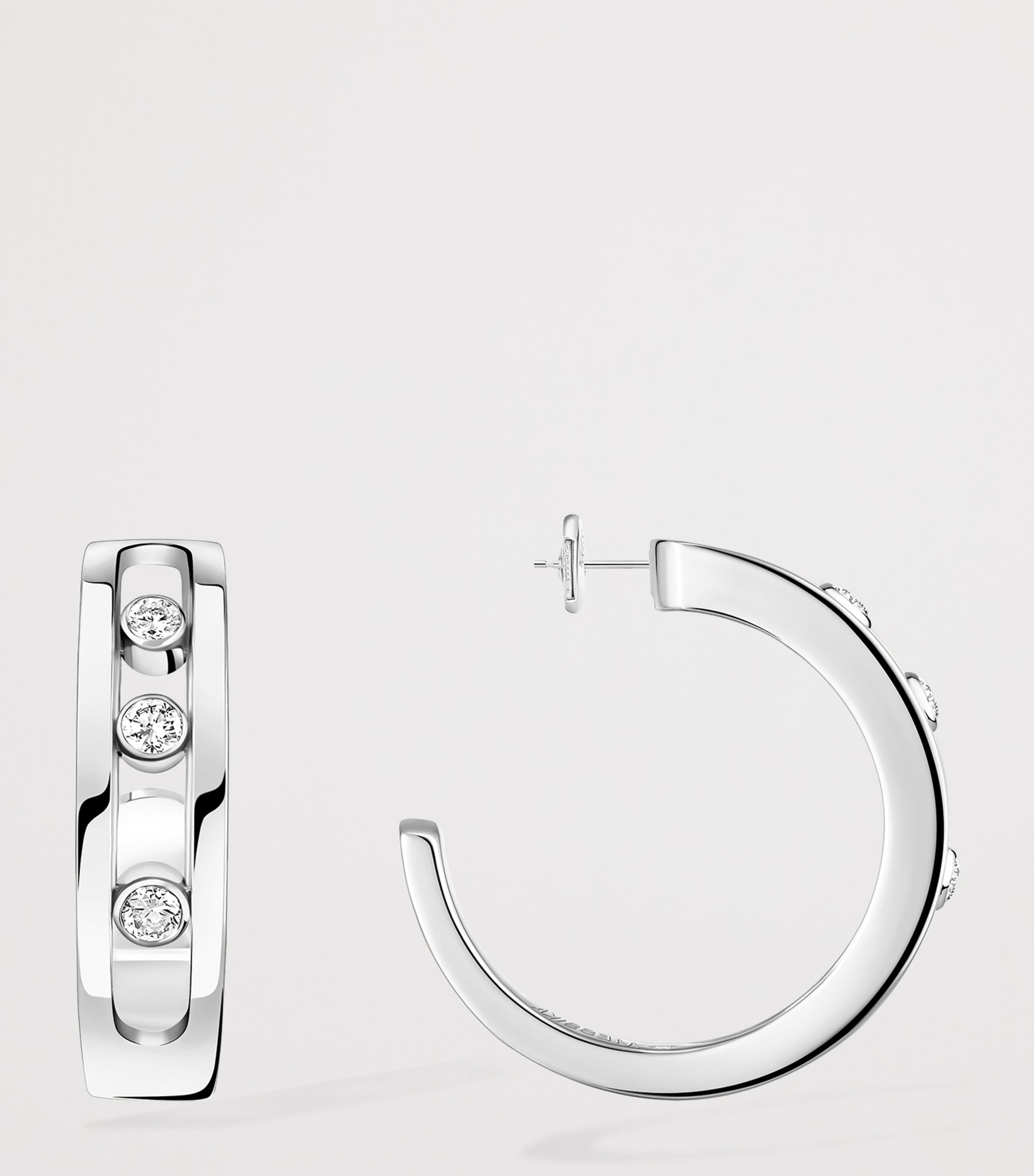Messika Move Classique White Gold and Diamond Hoop Earrings (0.09ct) White Gold Image 3