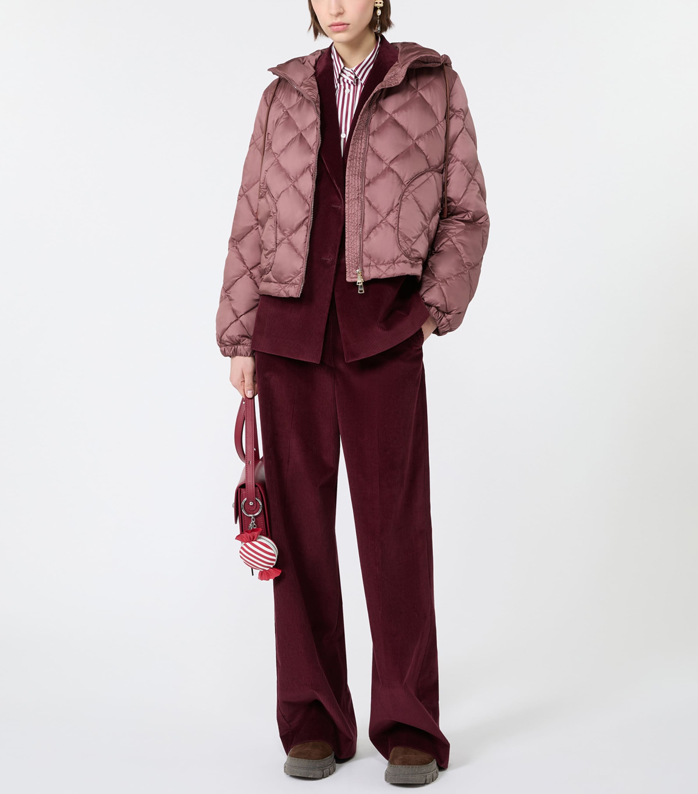Weekend Max Mara Womens Cotton Corduroy Wide-Leg Trousers Bordeaux Image 2