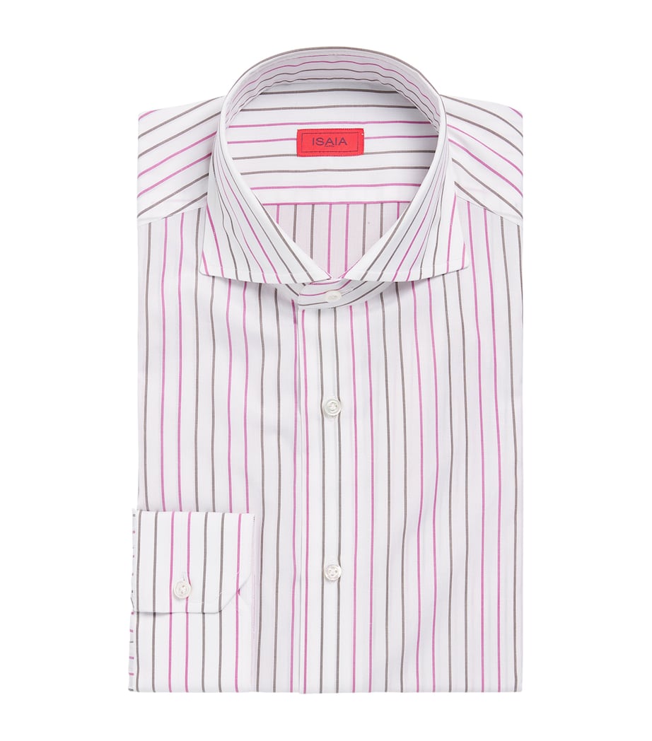 Isaia Mens Egyptian Cotton Stripe Shirt Image 1