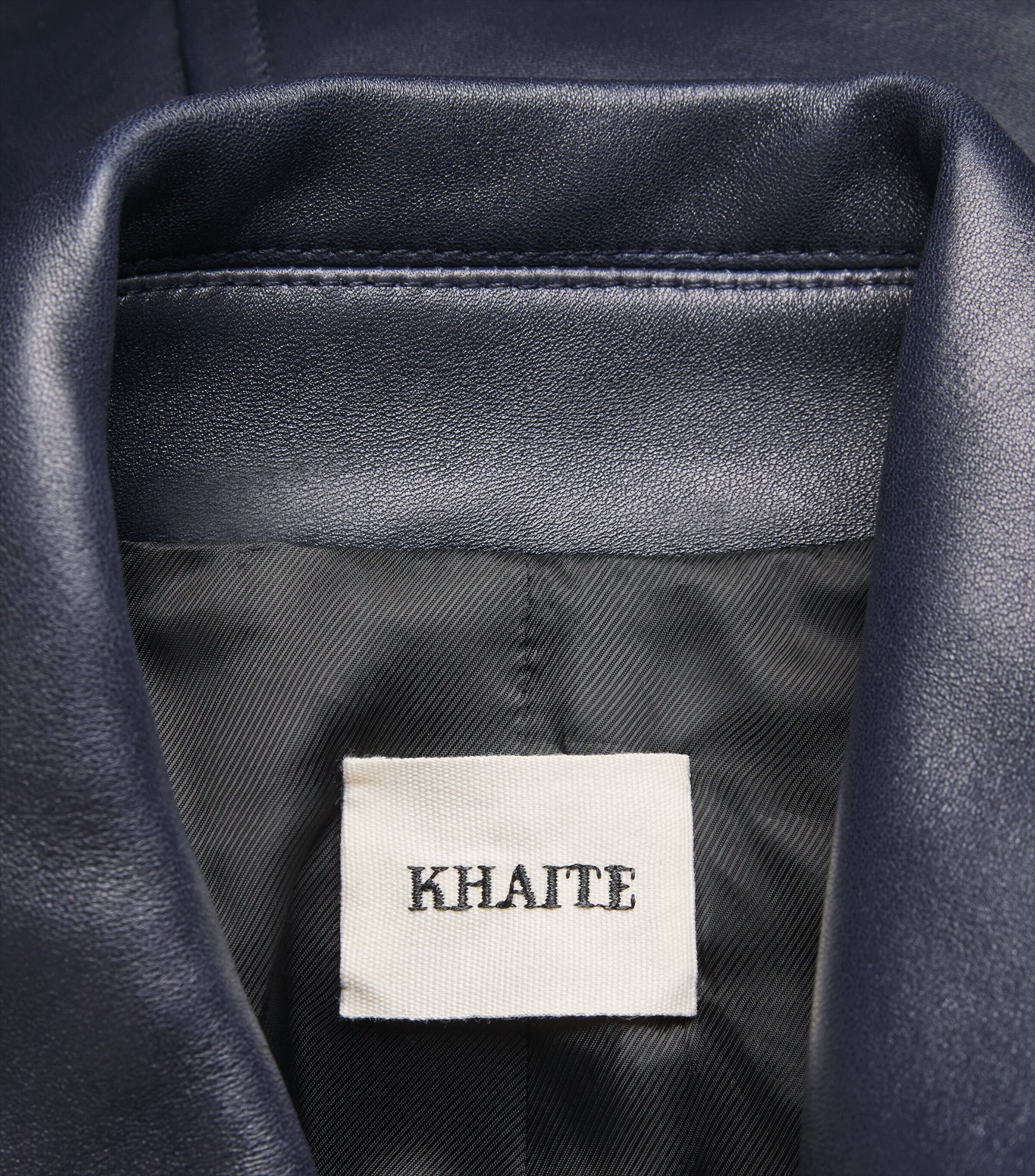 Khaite Navy Oversized Owey Leather Jacket | Harrods US