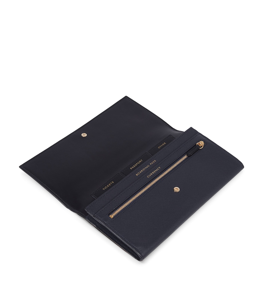 Leather Marshall Travel Wallet NAVY Image 2