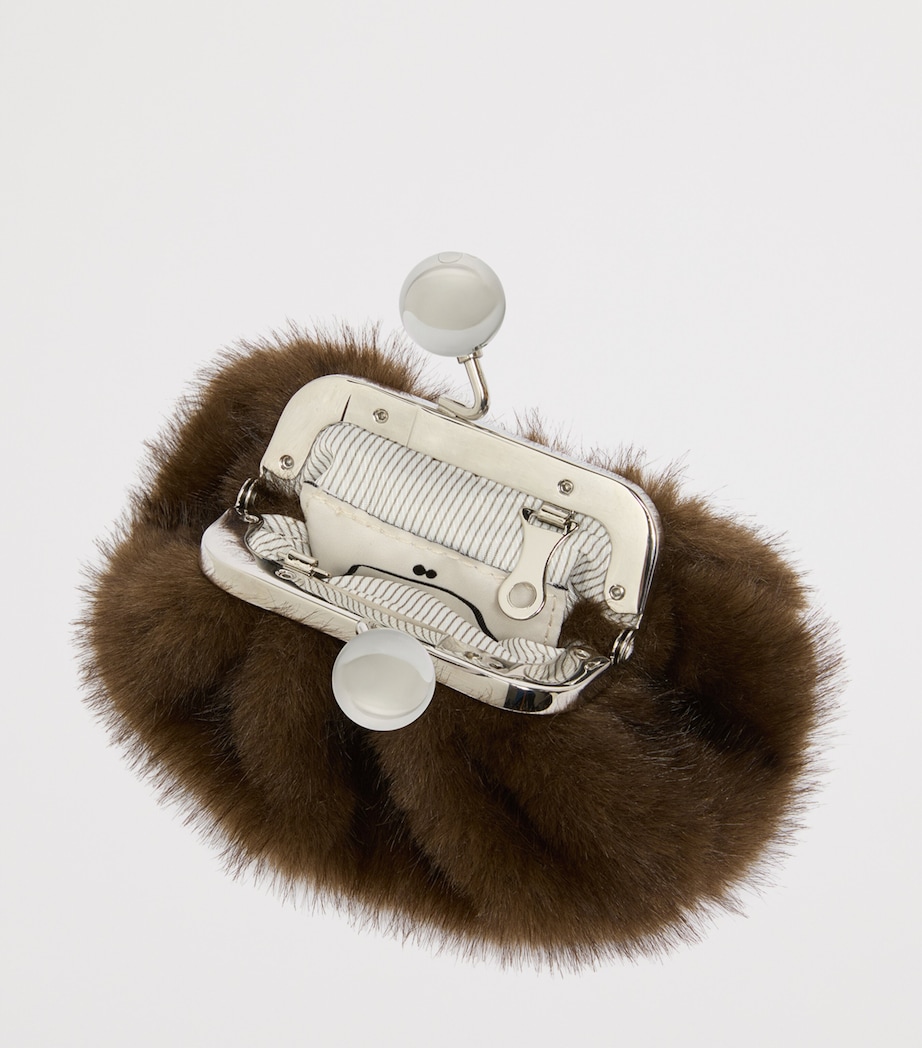 Weekend Max Mara Mini Sheepskin Pasticcino Clutch Bag Brown Image 7