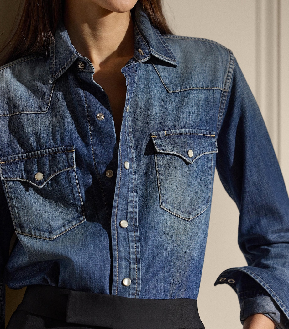 Denim Western Shirt BLUE WASH Image 5