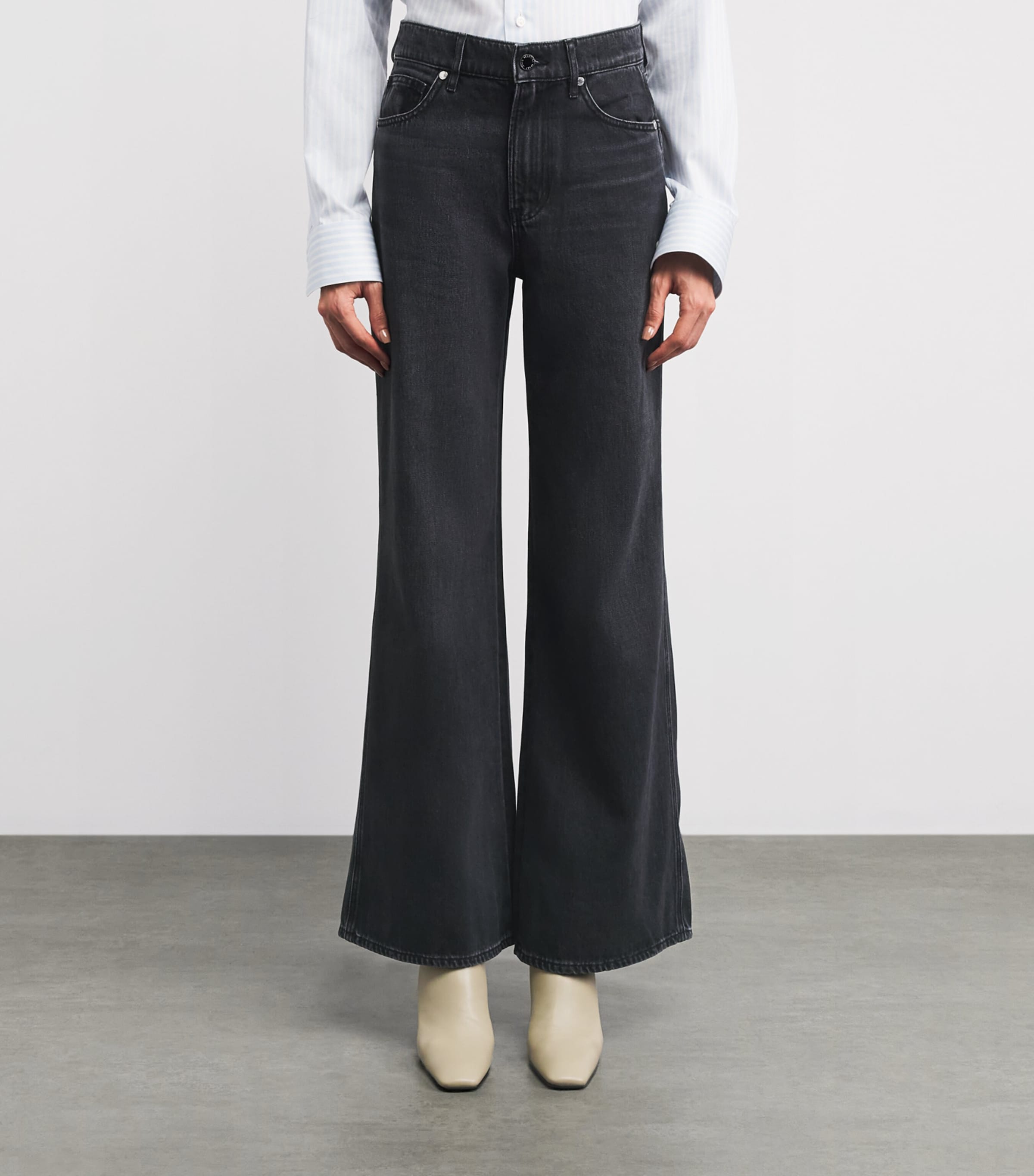 Veronica Beard Womens Kasey Wide-Leg Jeans Wa_on Washed Onyx Image 4