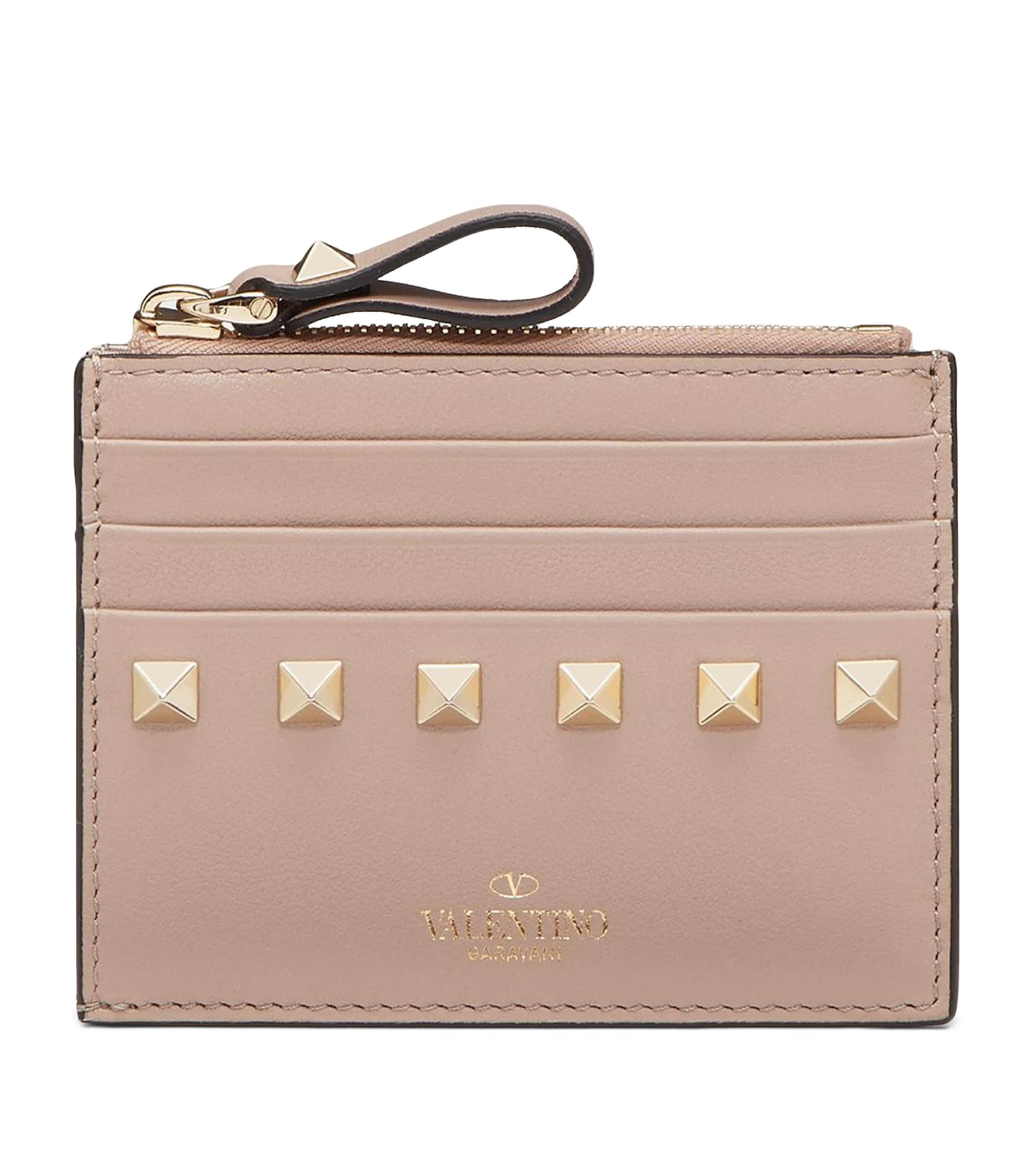 VALENTINO GARAVANI LEATHER ROCKSTUD COIN AND CARD HOLDER 