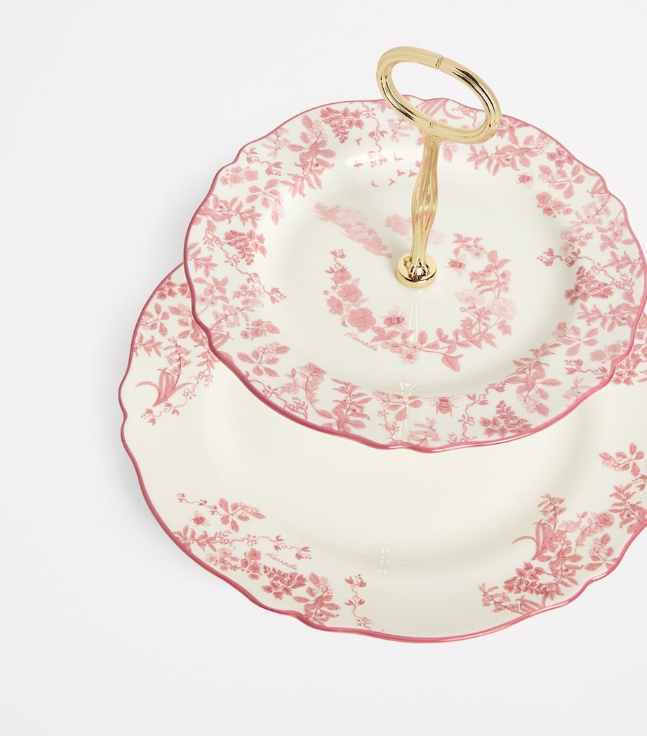 Bone China Toile Two-Tier Cake Stand PINK Image 3