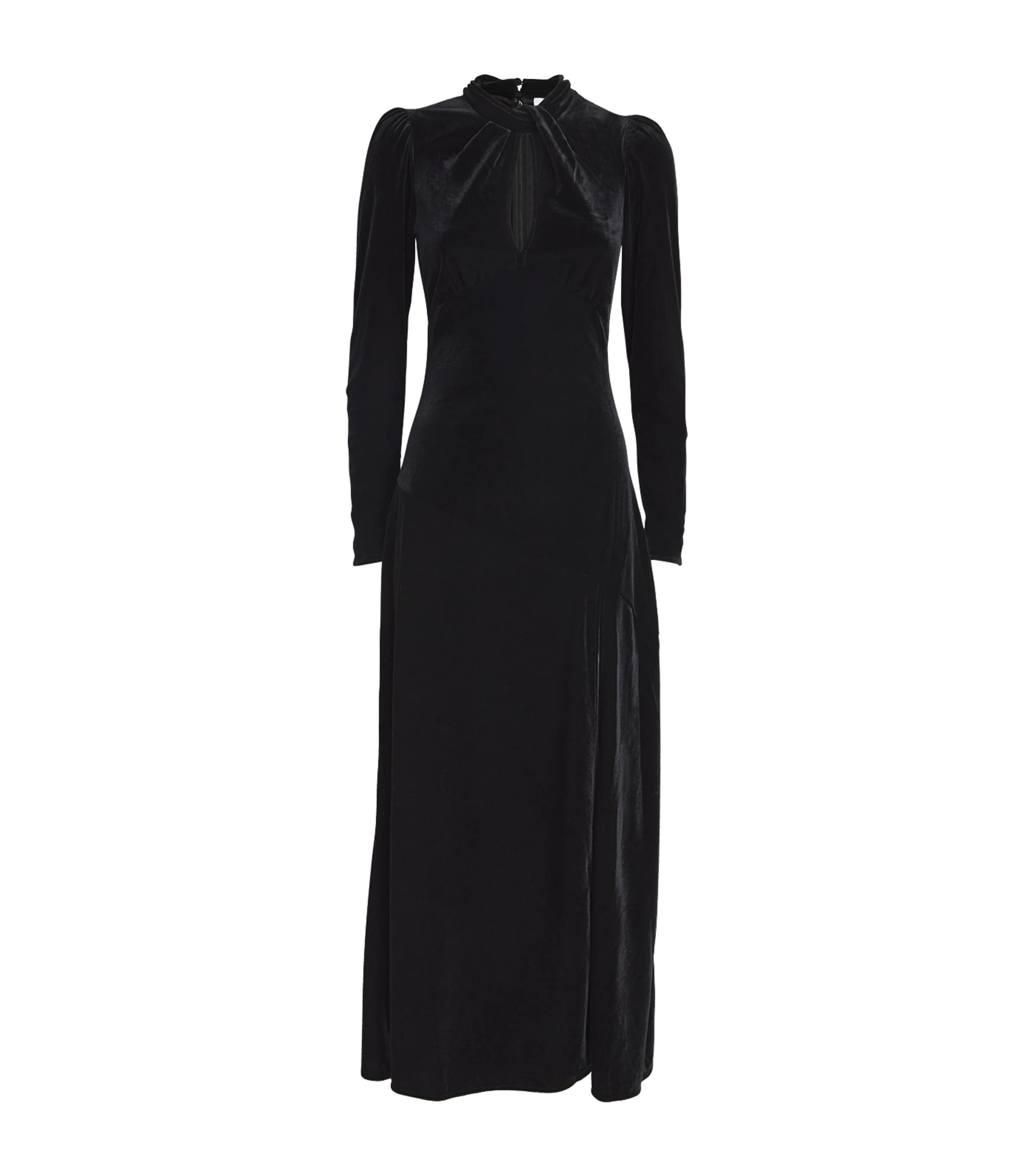 Ganni Velvet Jersey Maxi Dress In Black