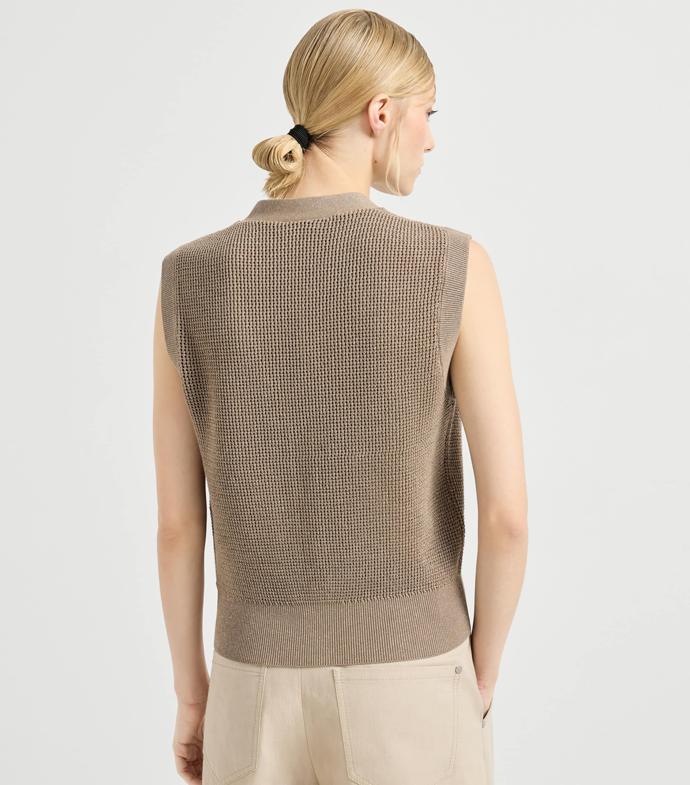 Cotton-Blend Sleeveless Cardigan CCJ17 Image 3