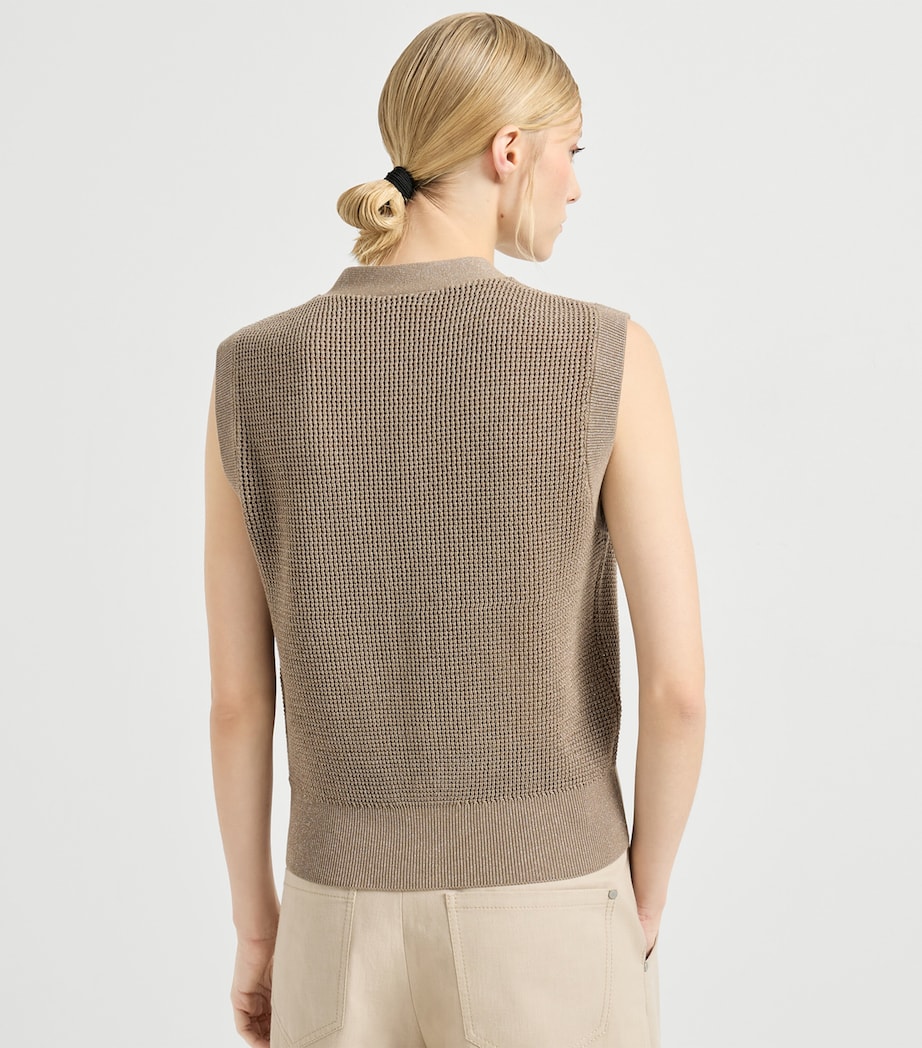 Cotton-Blend Sleeveless Cardigan CCJ17 Image 3