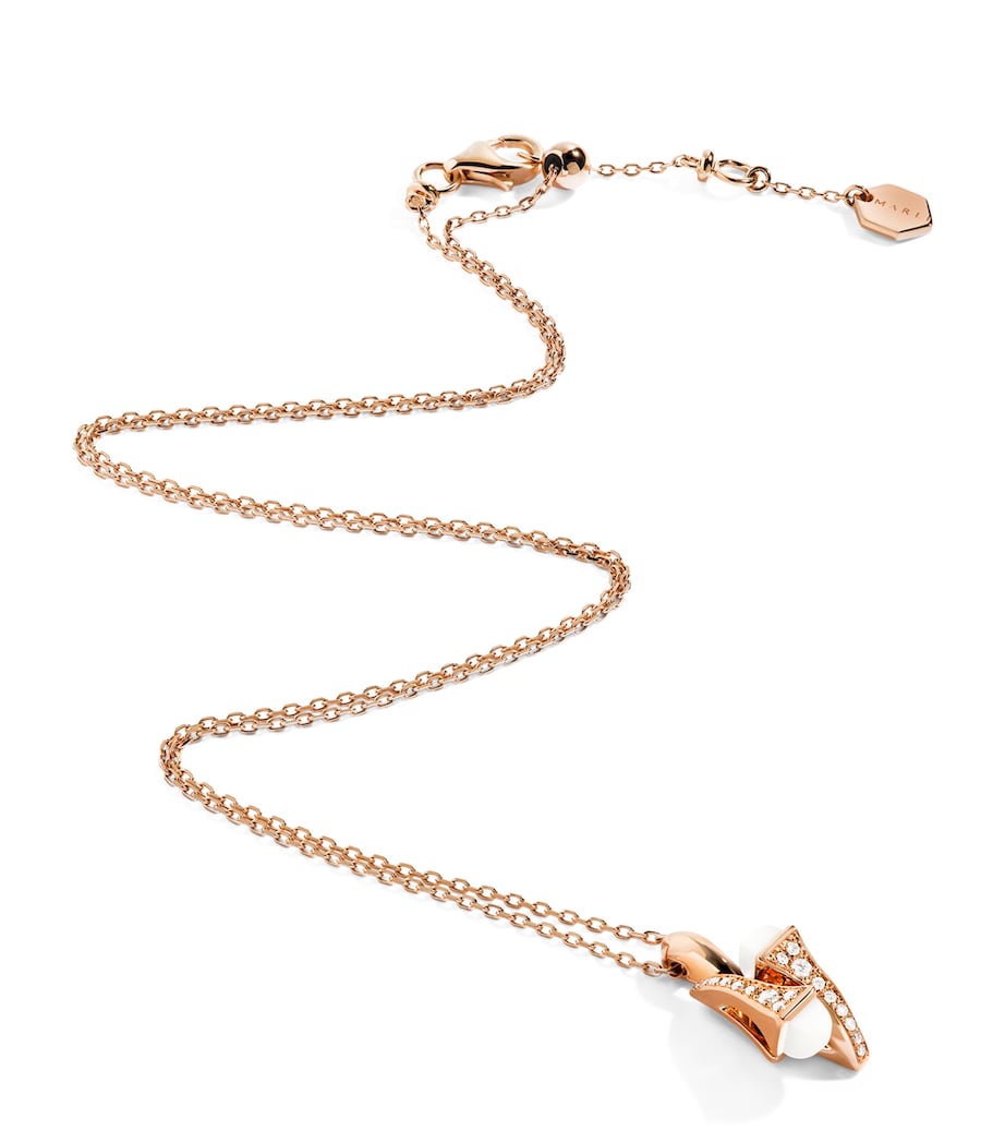 Rose Gold, Diamond and White Agate Cleo Pendant Necklace ROSE GOLD Image 1