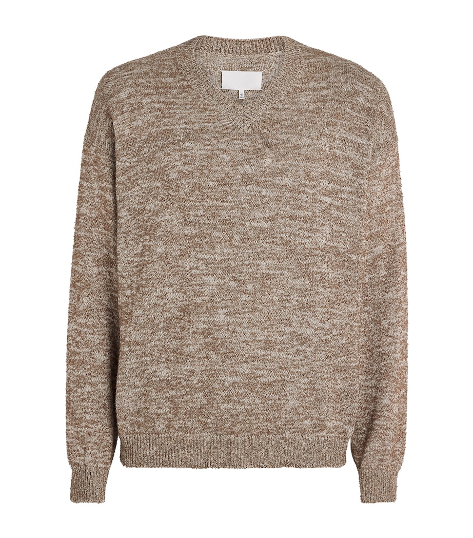 Maison Margiela Mens Wool V-Neck Sweater Brown/beige Image 1