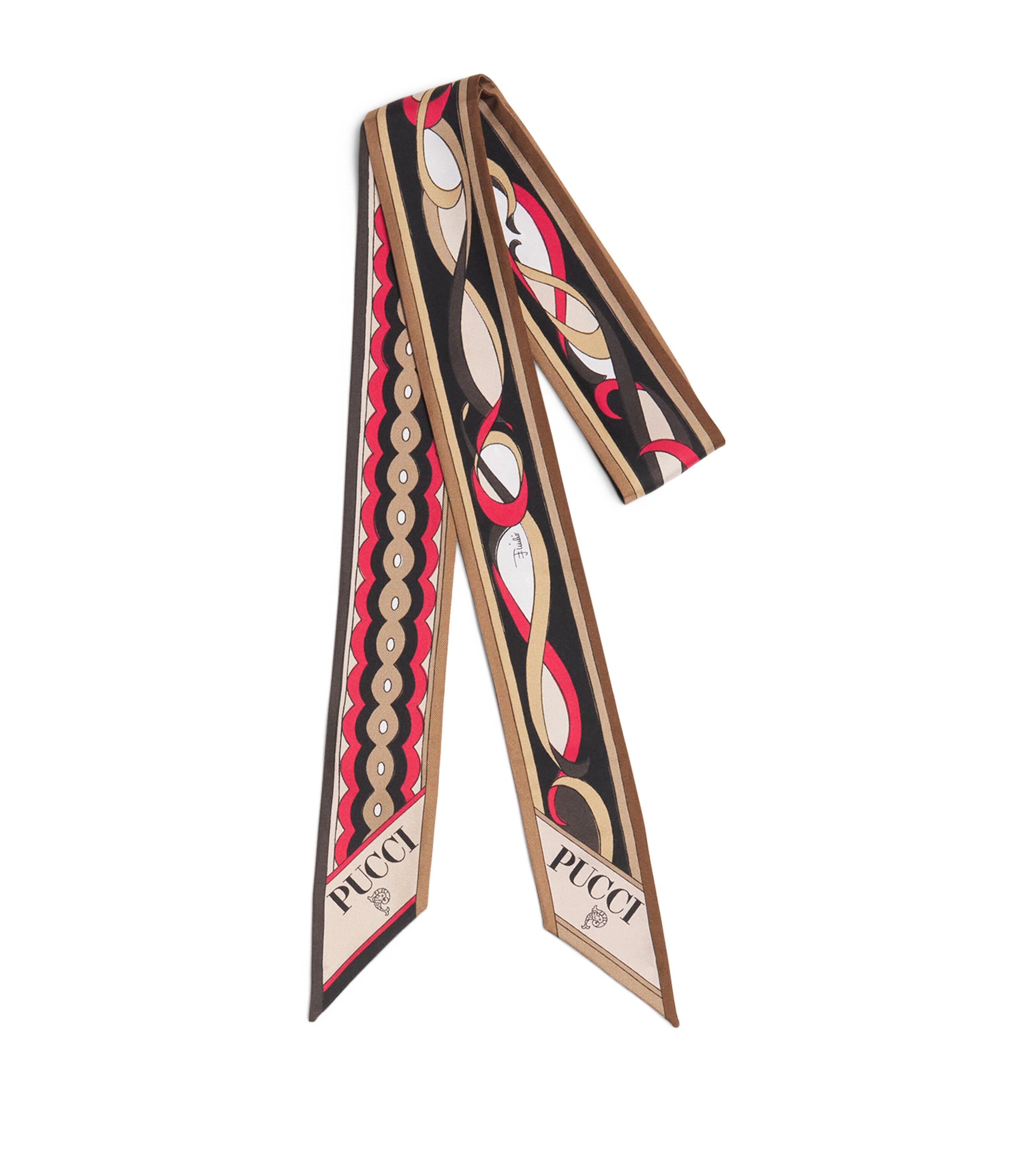 Pucci Silk Twill Girandole And Papiro Print Scarf In Red