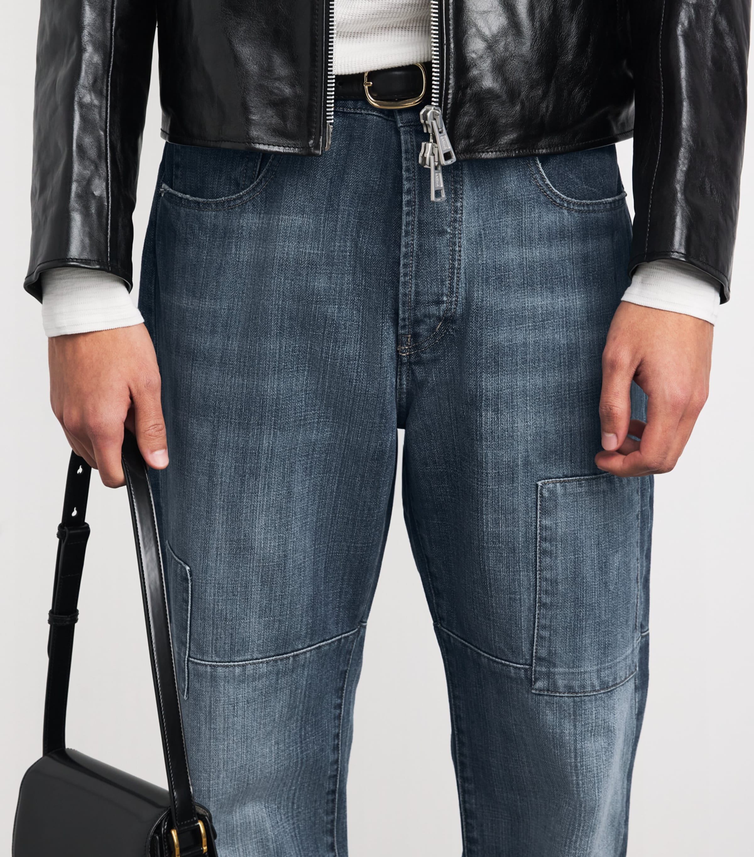 Frayed-Hem Straight Jeans BLUE VINTAGE WASH Image 6