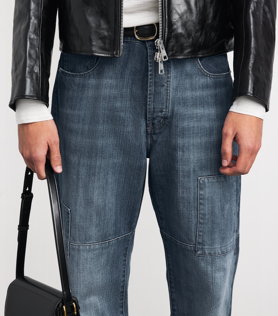 Frayed-Hem Straight Jeans BLUE VINTAGE WASH Image 6