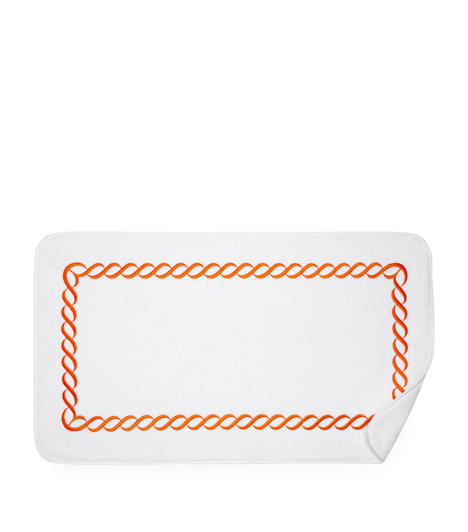 Cotton Treccia Bath Mat (50cm x 90cm) WHITE/ORANGE Image 3