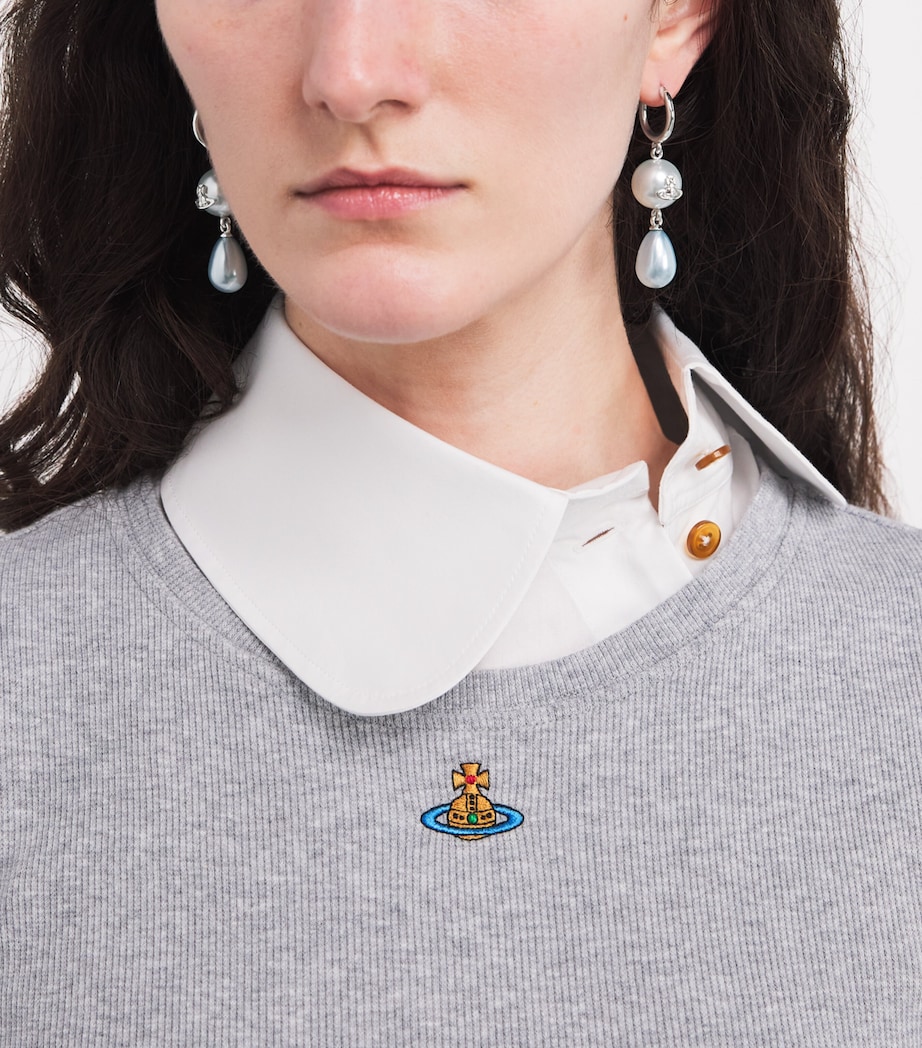 Vivienne Westwood Faux Pearl Martha Drop Earrings Platnium/light Blue Image 2