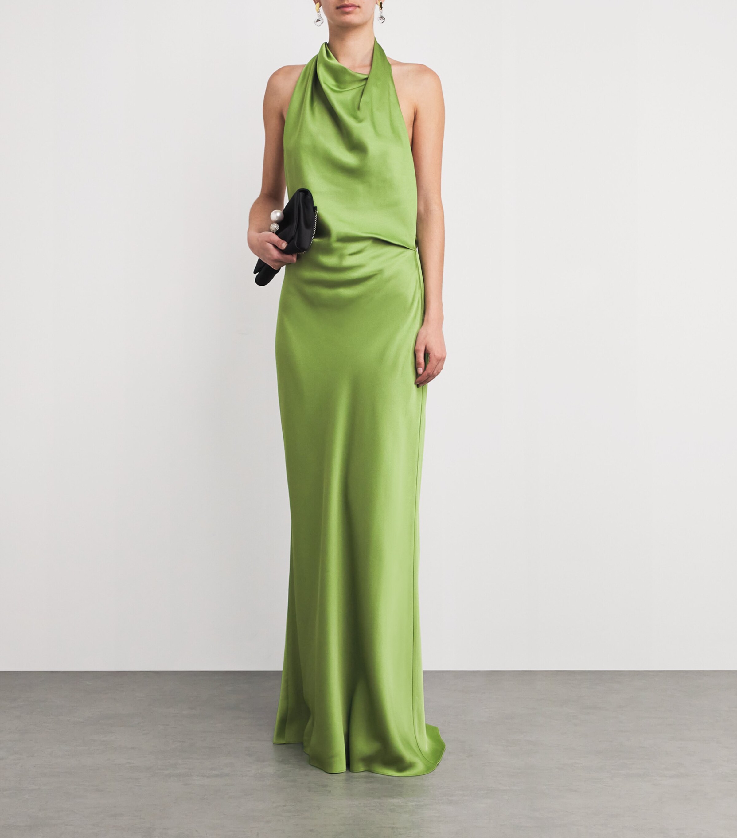 Simkhai Womens Satin Reannon Gown Deep Peridot Image 2