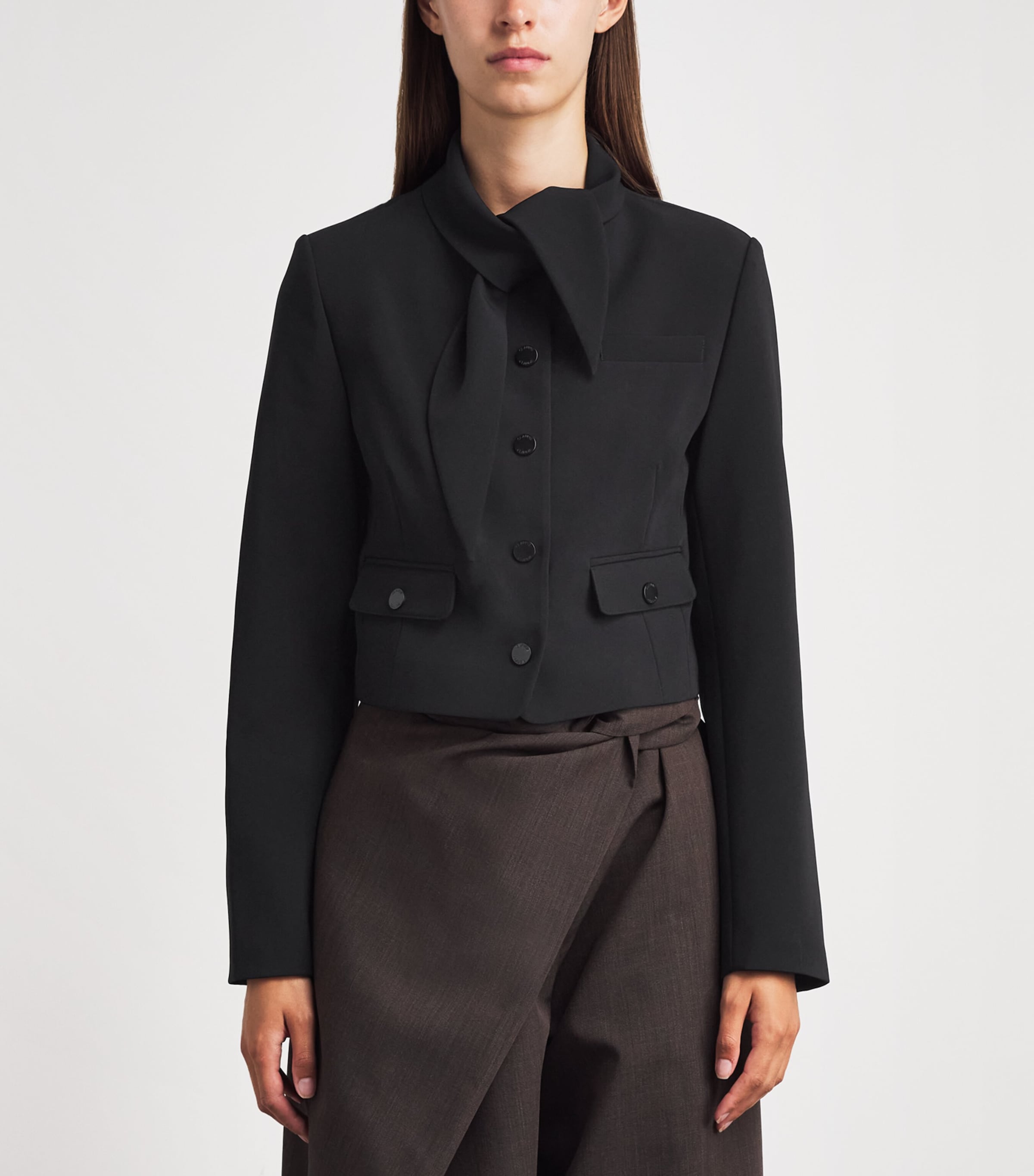 Claudie Pierlot Womens Tie-Scarf Jacket Black Image 4