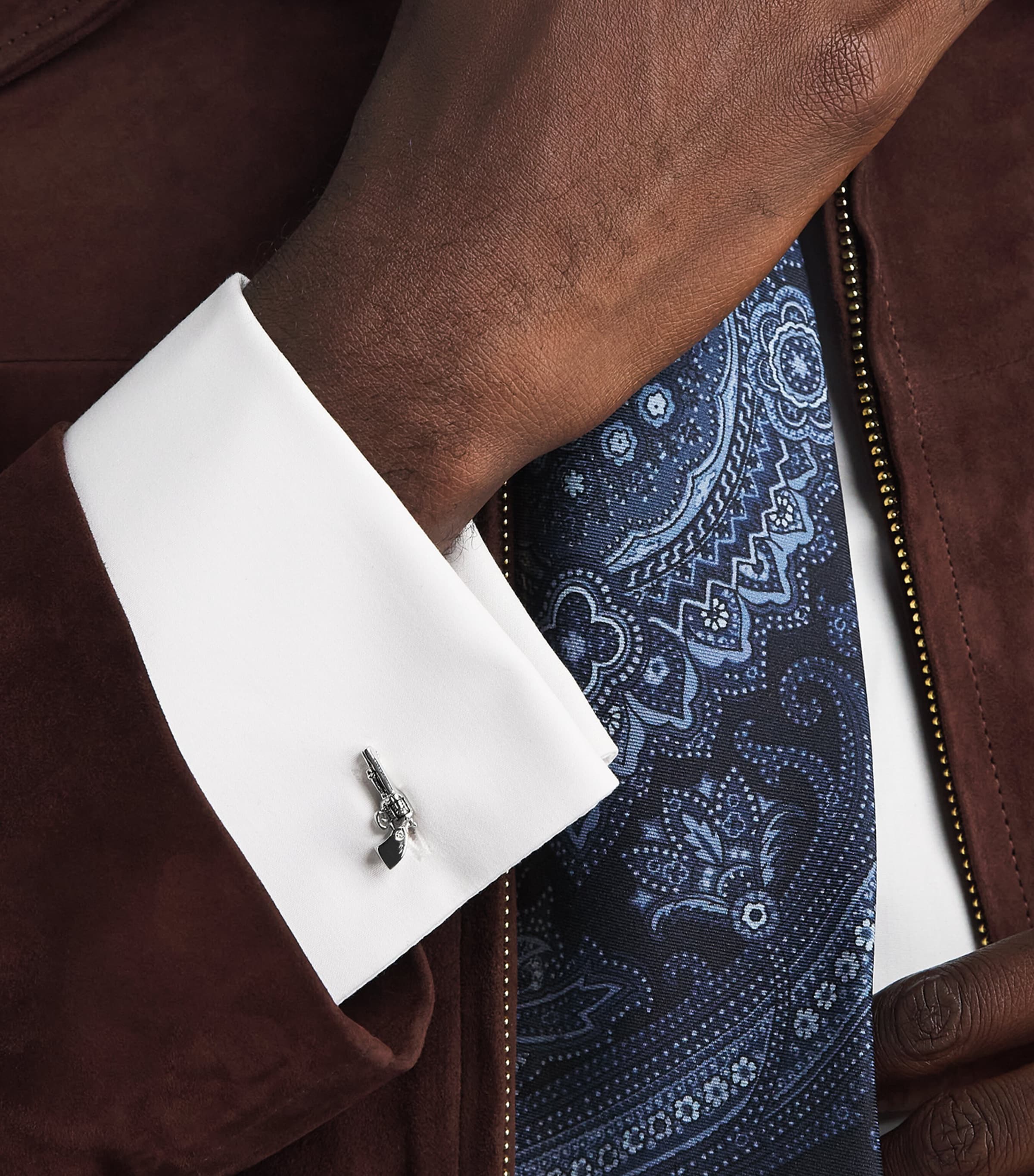 Babette Wasserman Rhodium-Plated Pistol Cufflinks Rhodium Image 2