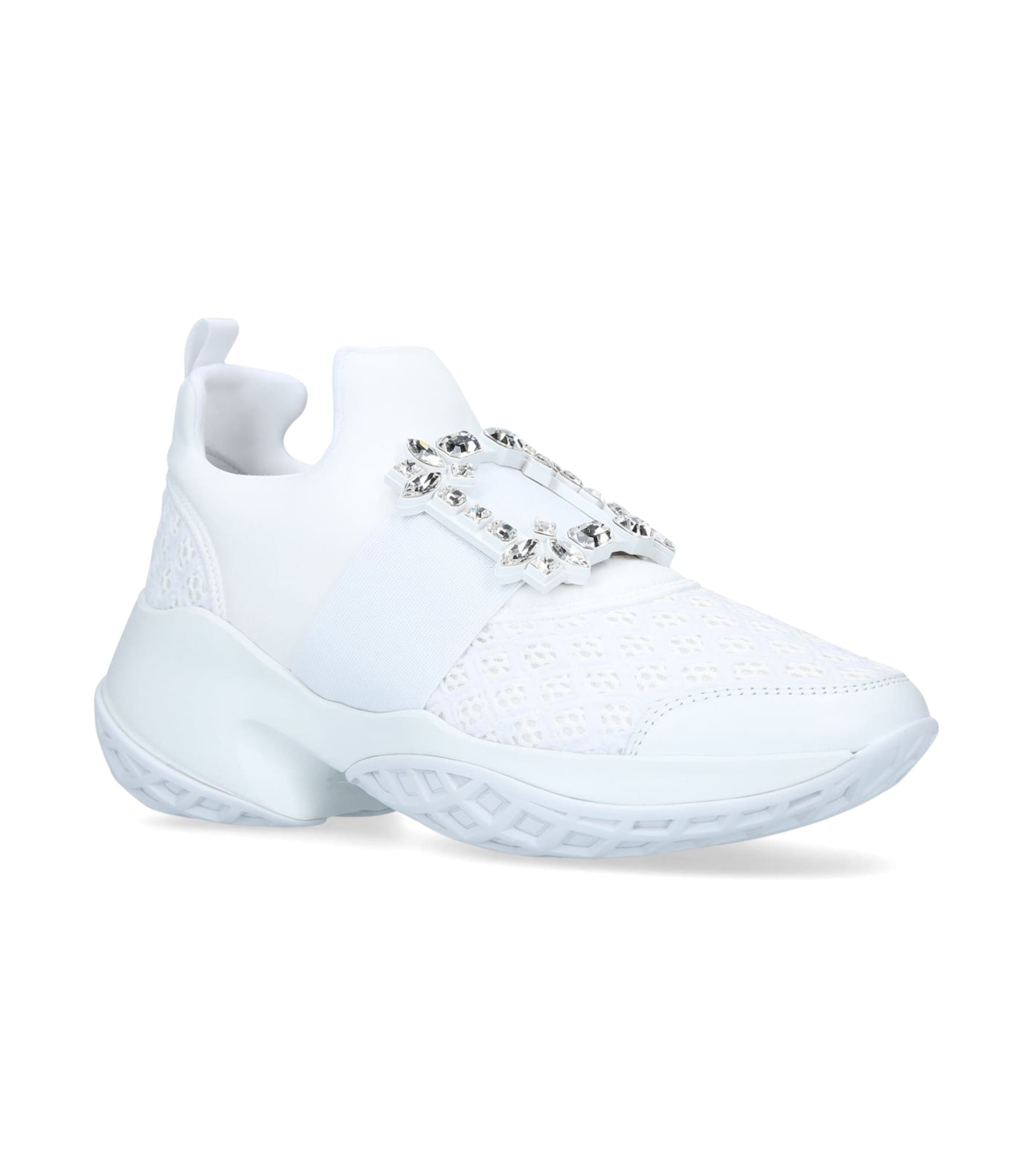 【Roger Vivier】Viv' Run Strass Buckle スニーカー/ White Viv' Run Sneakers in fabric White Woman
