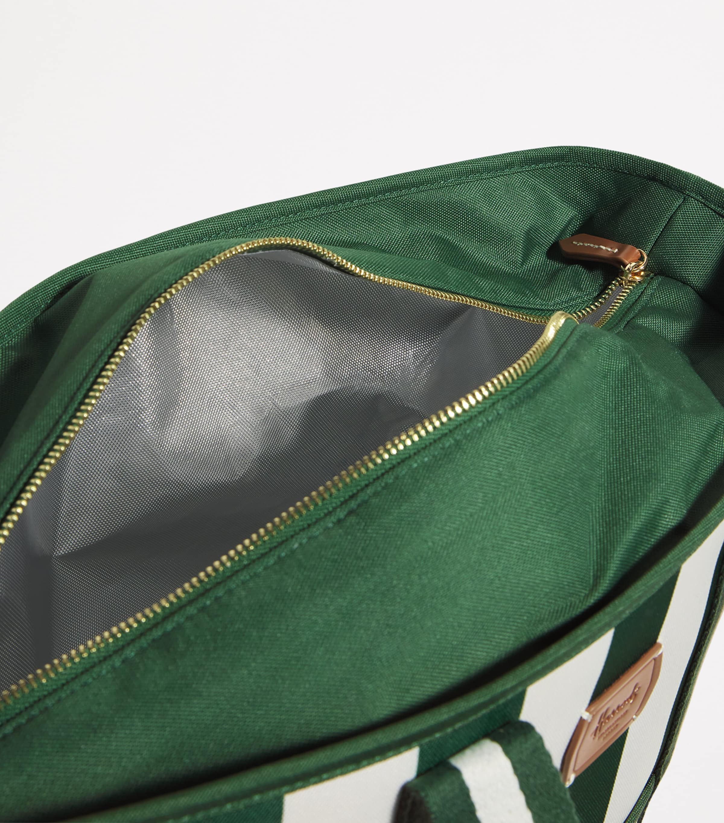 Striped Cooler Tote Bag HARRODS GREEN Image 3
