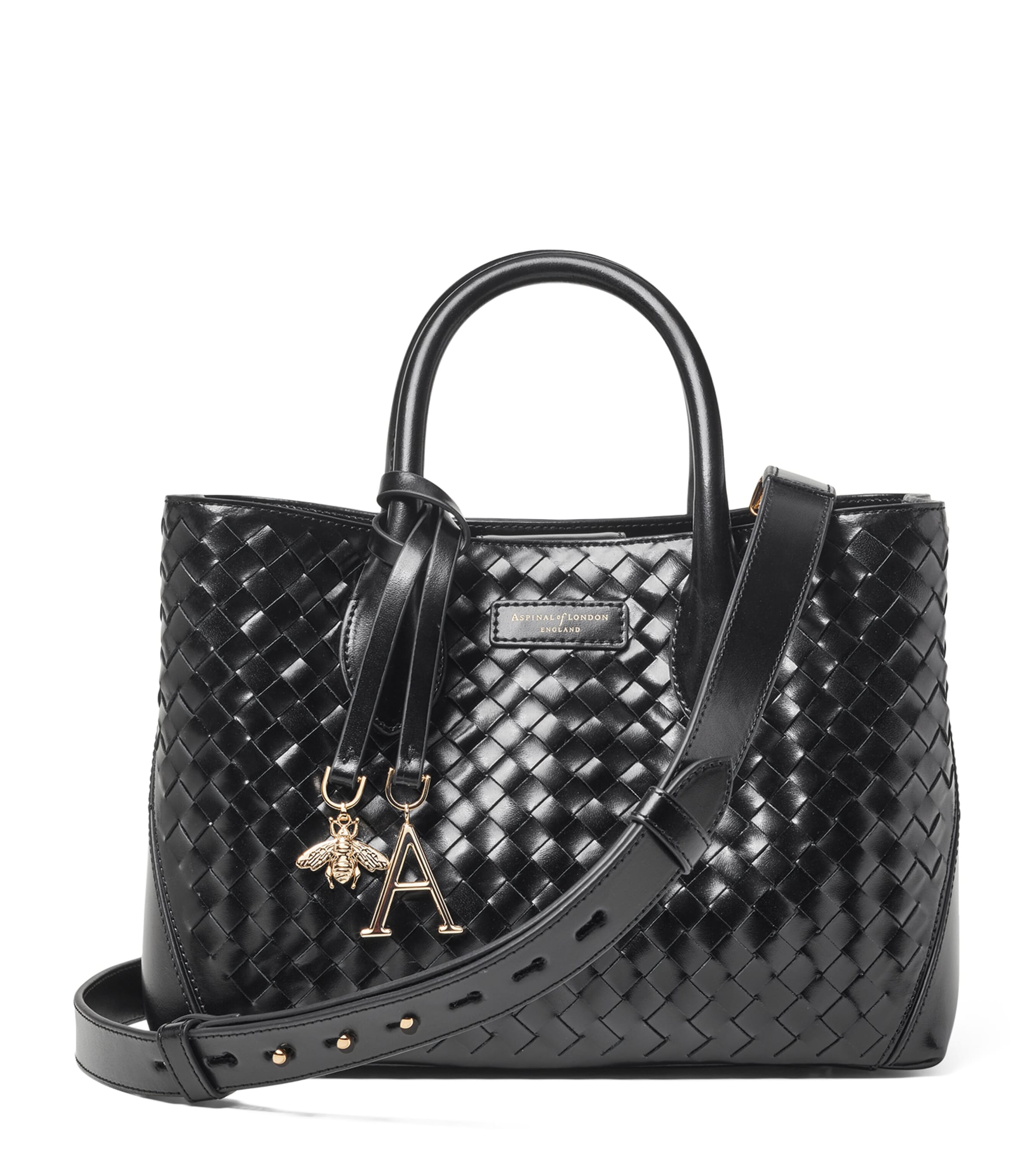 Aspinal Of London Midi Leather London Tote Bag In Black