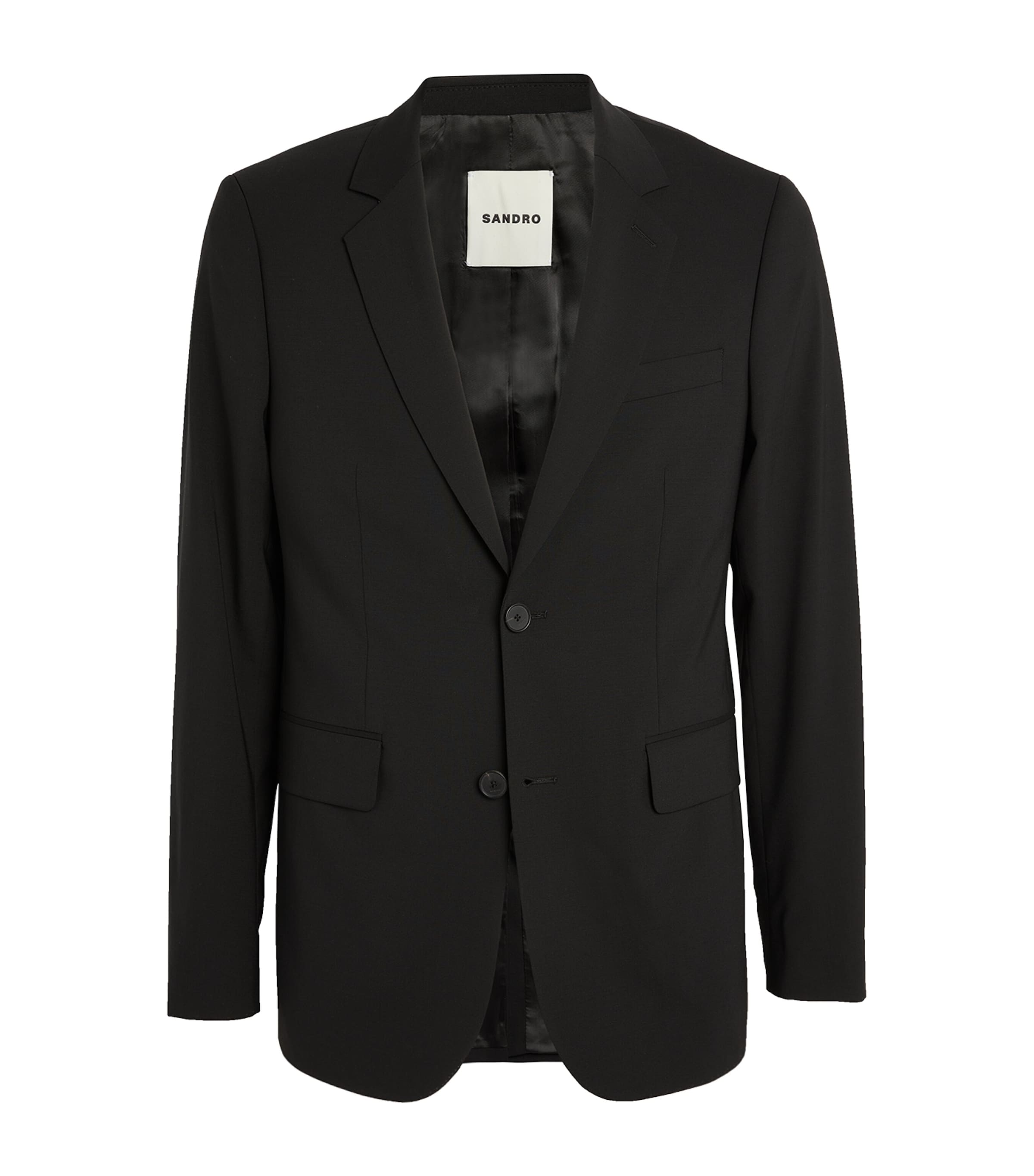 Sandro Virgin Wool Blazer In Black