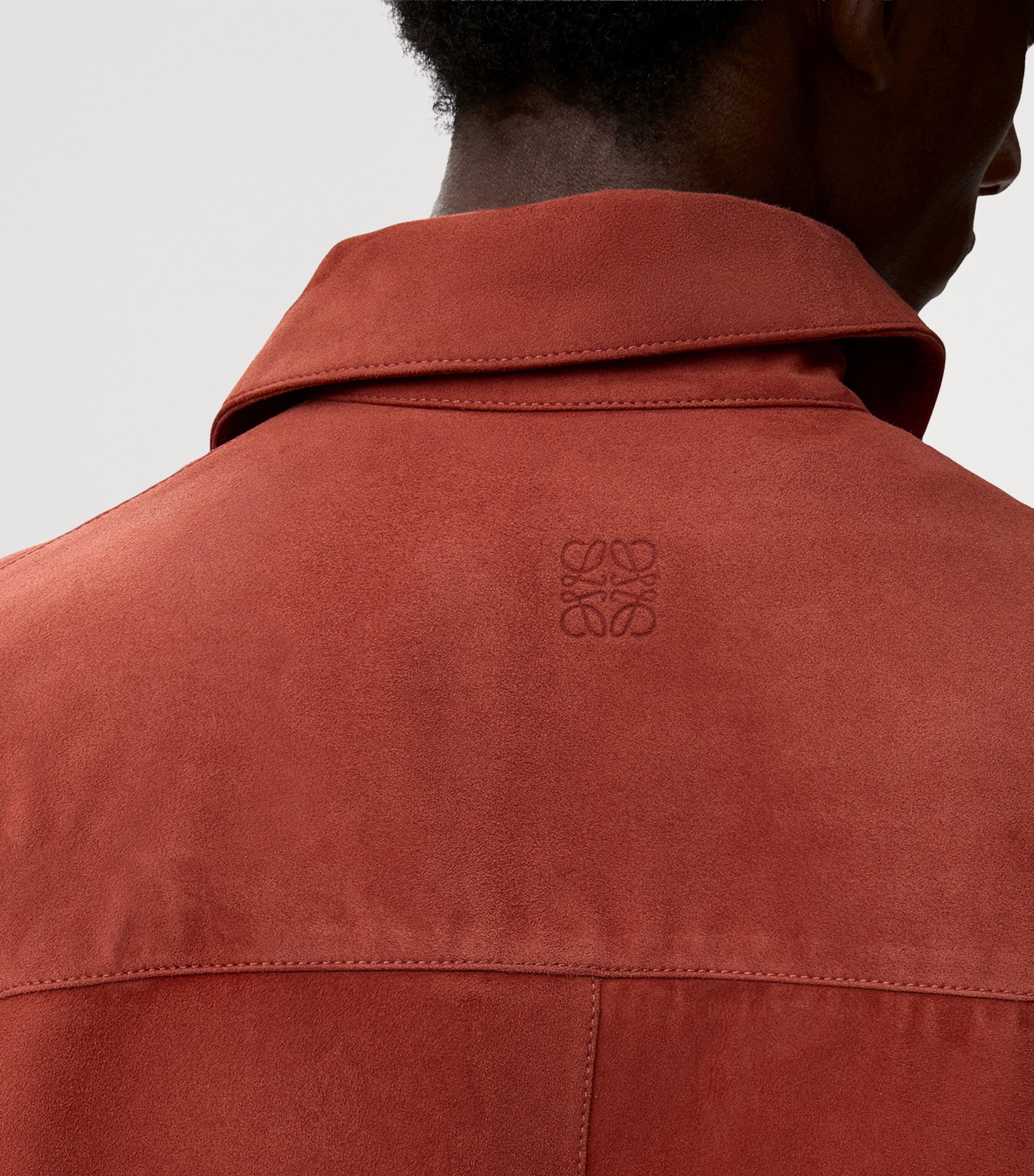 LOEWE Mens x Paula’s Ibiza Suede Anagram Shirt Dark Orange Image 5