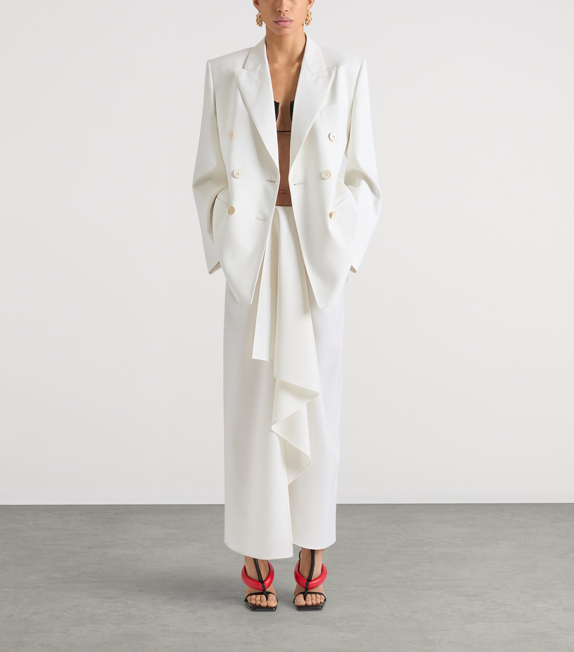 Givenchy Womens Wool-Mohair Double-Breasted Blazer White Image 2