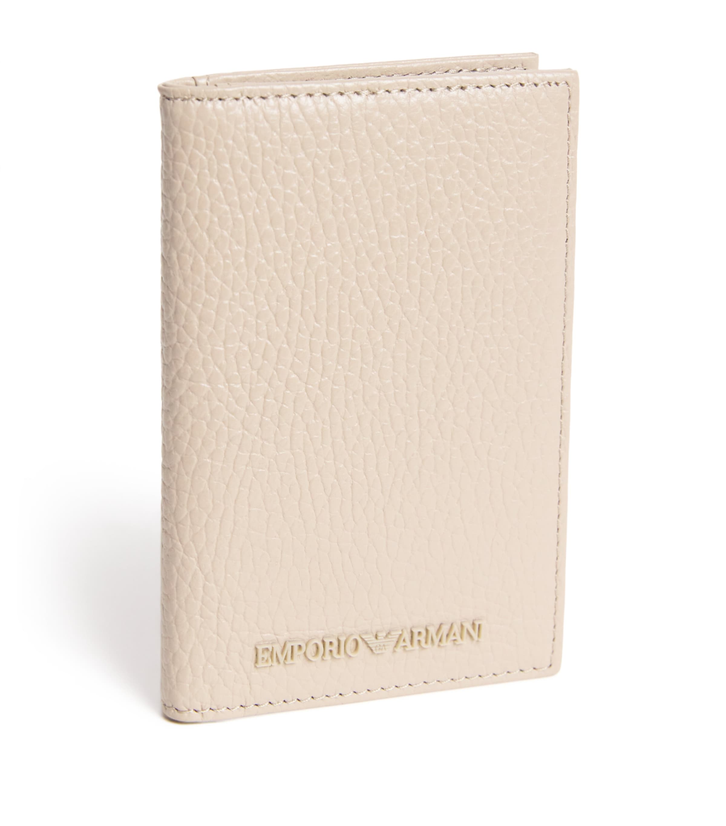 Emporio Armani Leather Bifold Card Holder In Grey