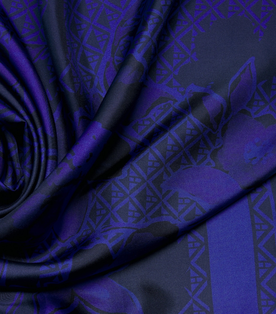 Harrods Silk Shadow Floral Scarf Blue Image 4
