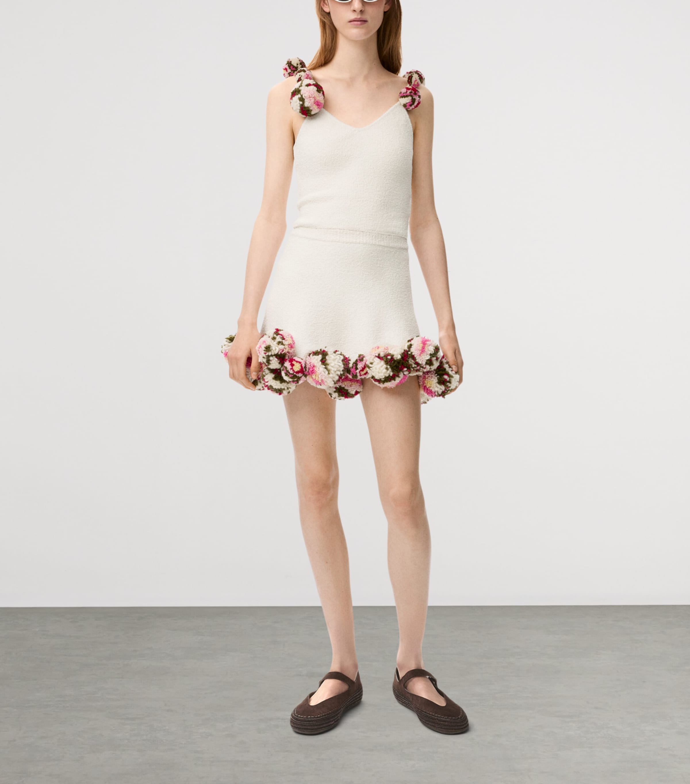 LOEWE Womens x Paula's Ibiza Cotton-Blend Floral Pom-Pom Top White/multicolor Image 2