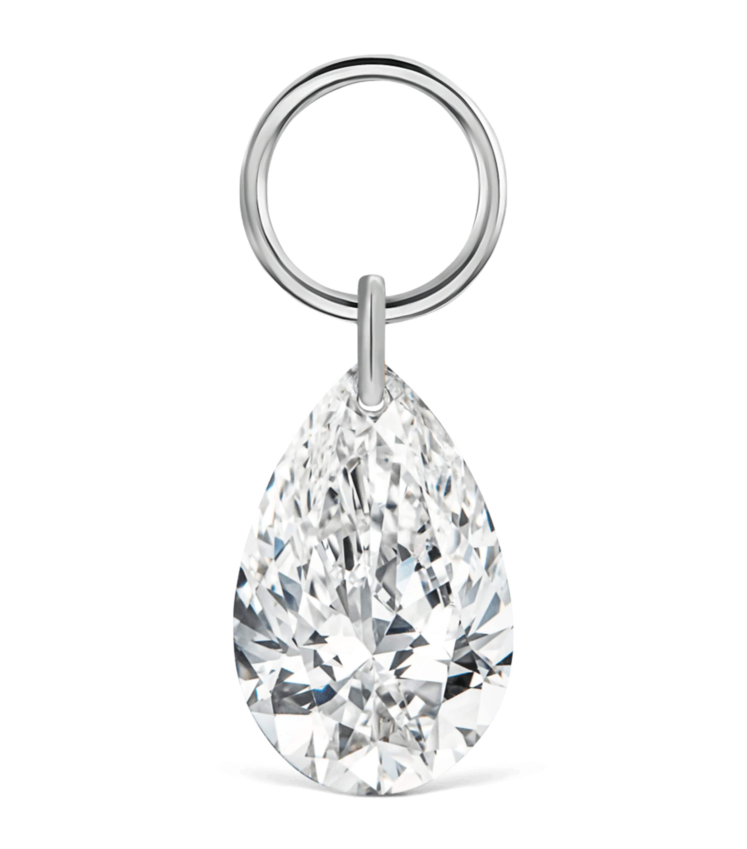 Maria Tash Pear Floating Diamond Charm In White
