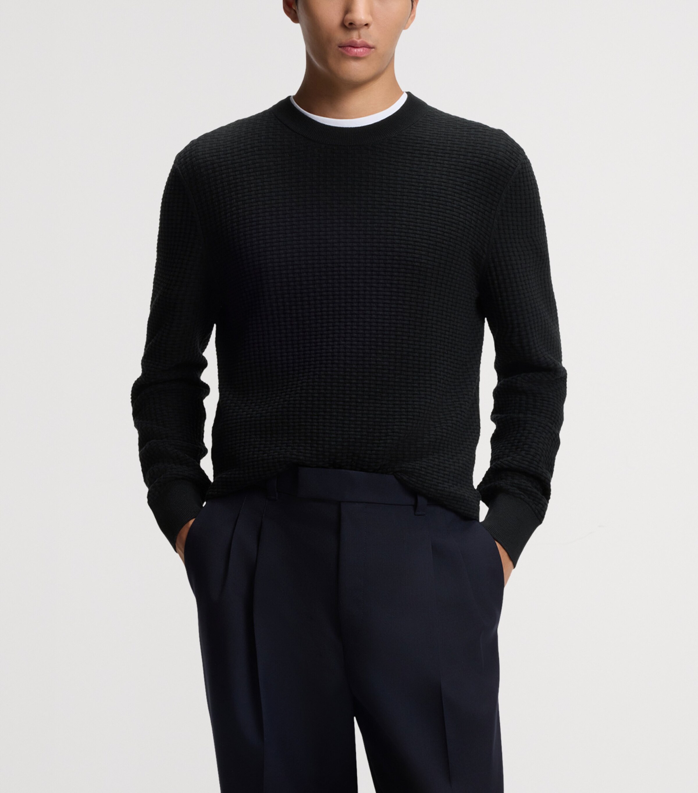 BOSS Mens Cotton Textured Sweater Image 2