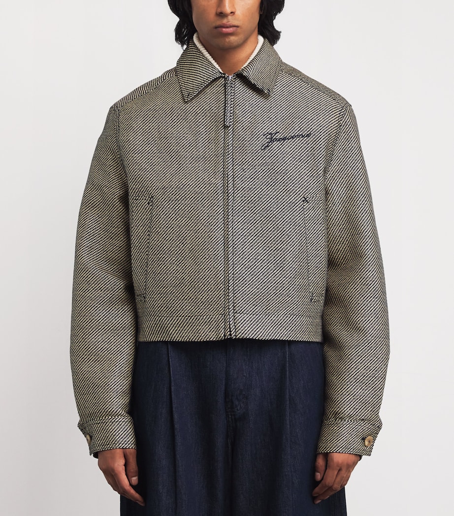 Cotton-Blend Logo Jacket 380-NAVY Image 3