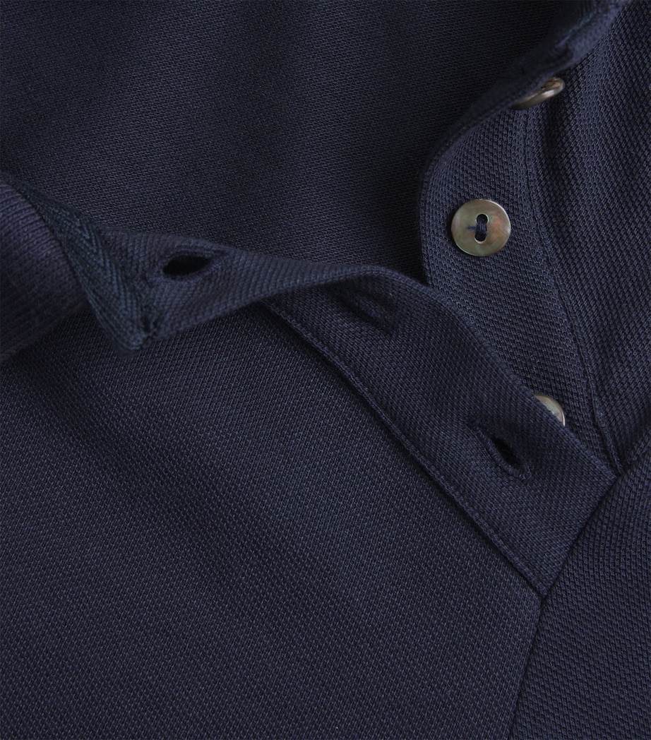 A.W.A.K.E. Mode Womens Cotton Asymmetric Double Polo Shirt Navy / Grey Image 5