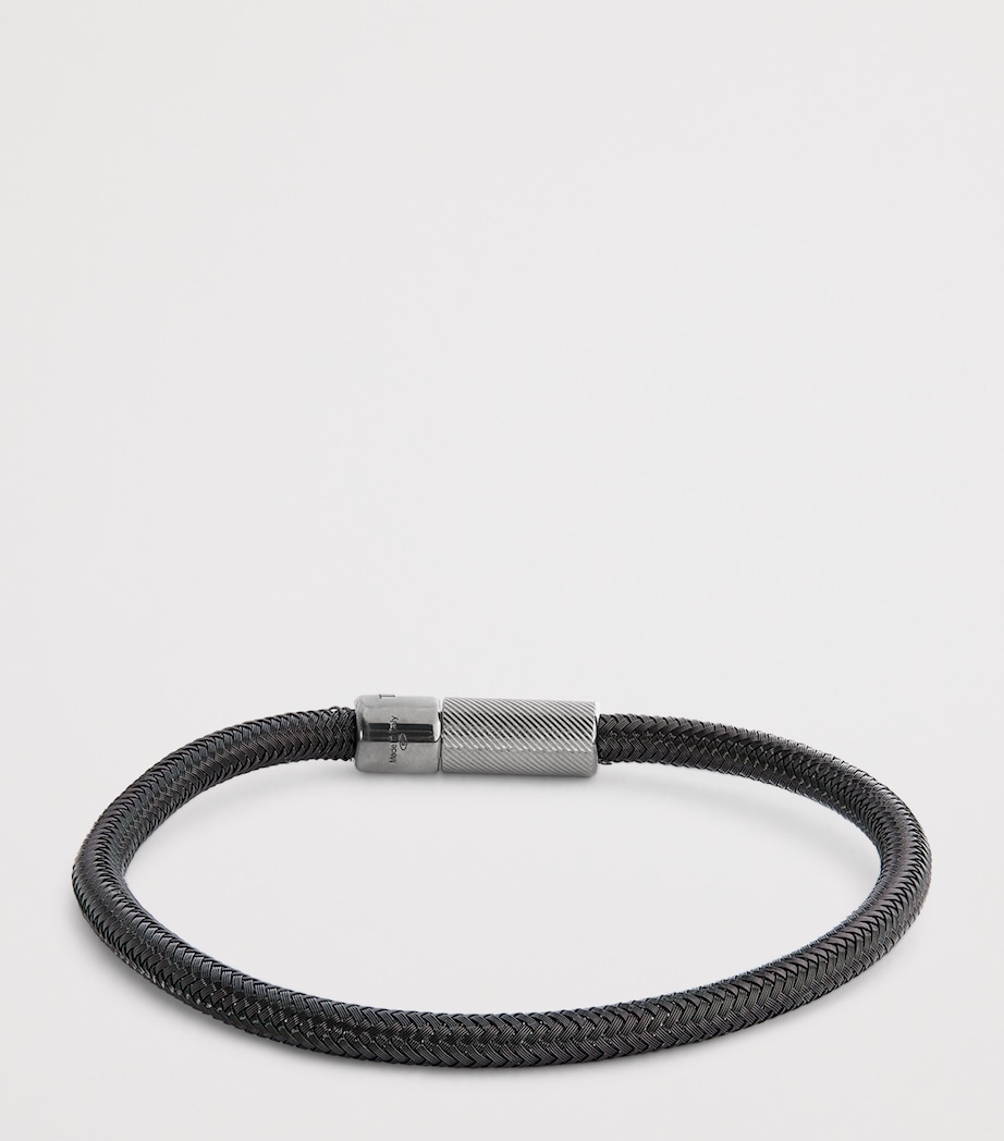 Leather Single-Wrap Braided Bracelet BLACK Image 3