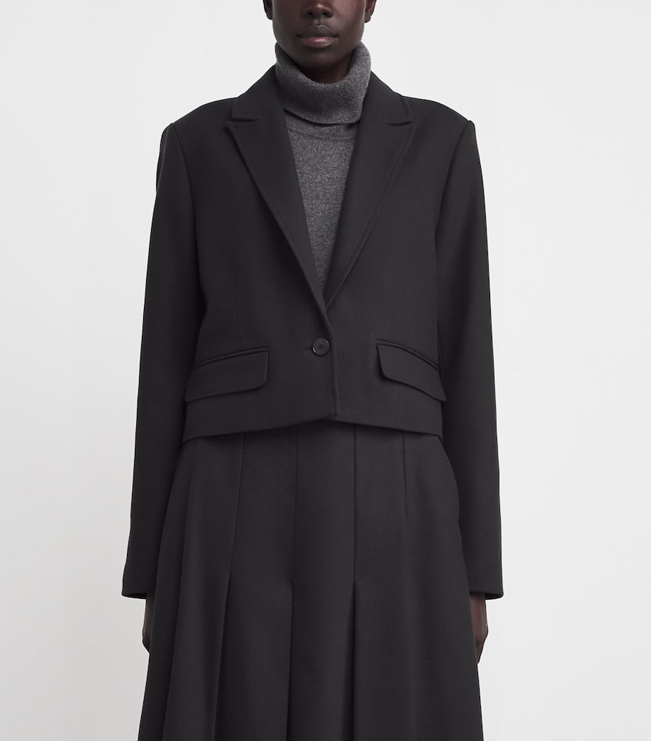 Virgin Wool Flannel Cropped Blazer DARK SMOKE Image 3