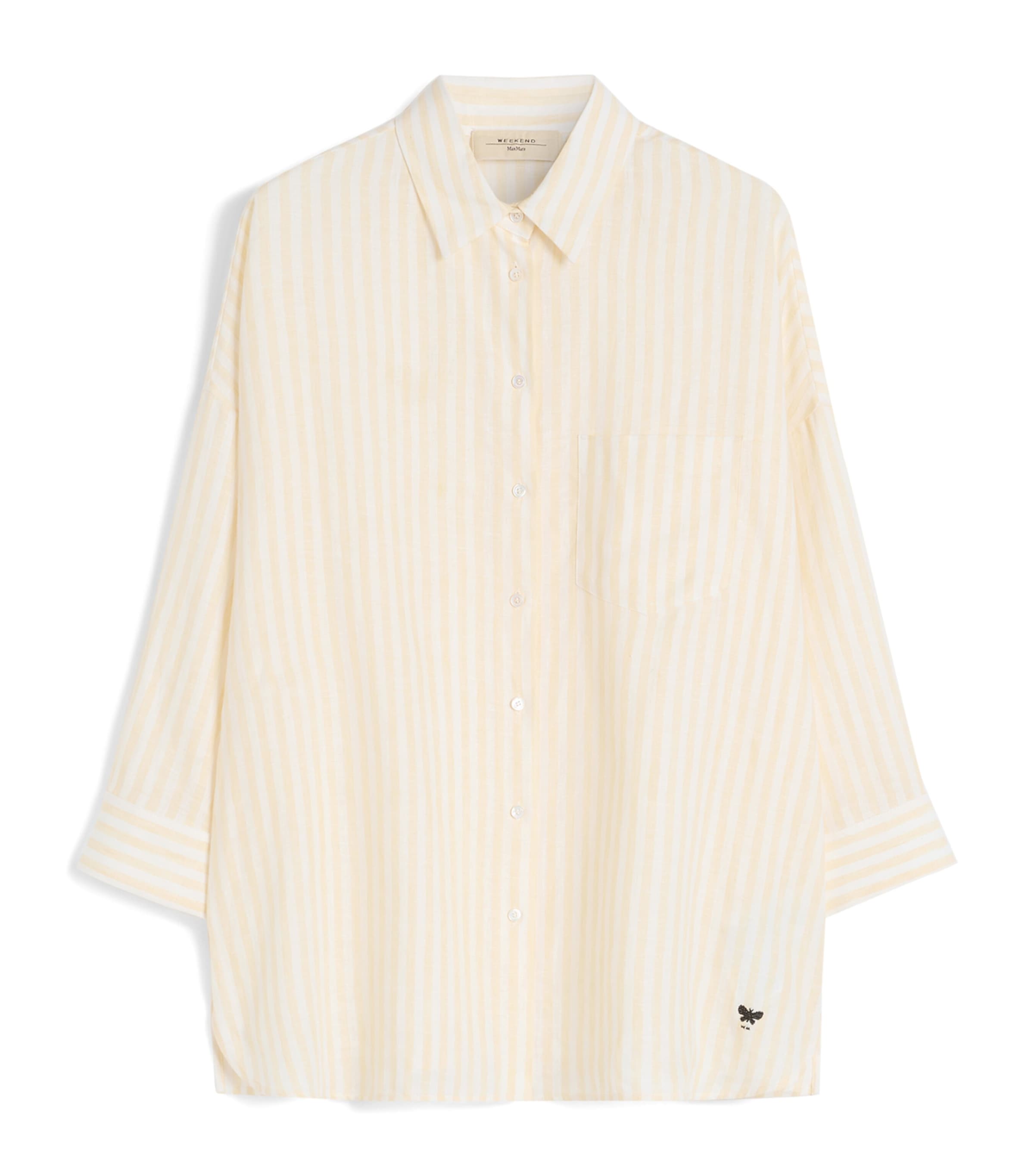 Weekend Max Mara Womens Linen Stripe Shirt Light Yellow Image 1