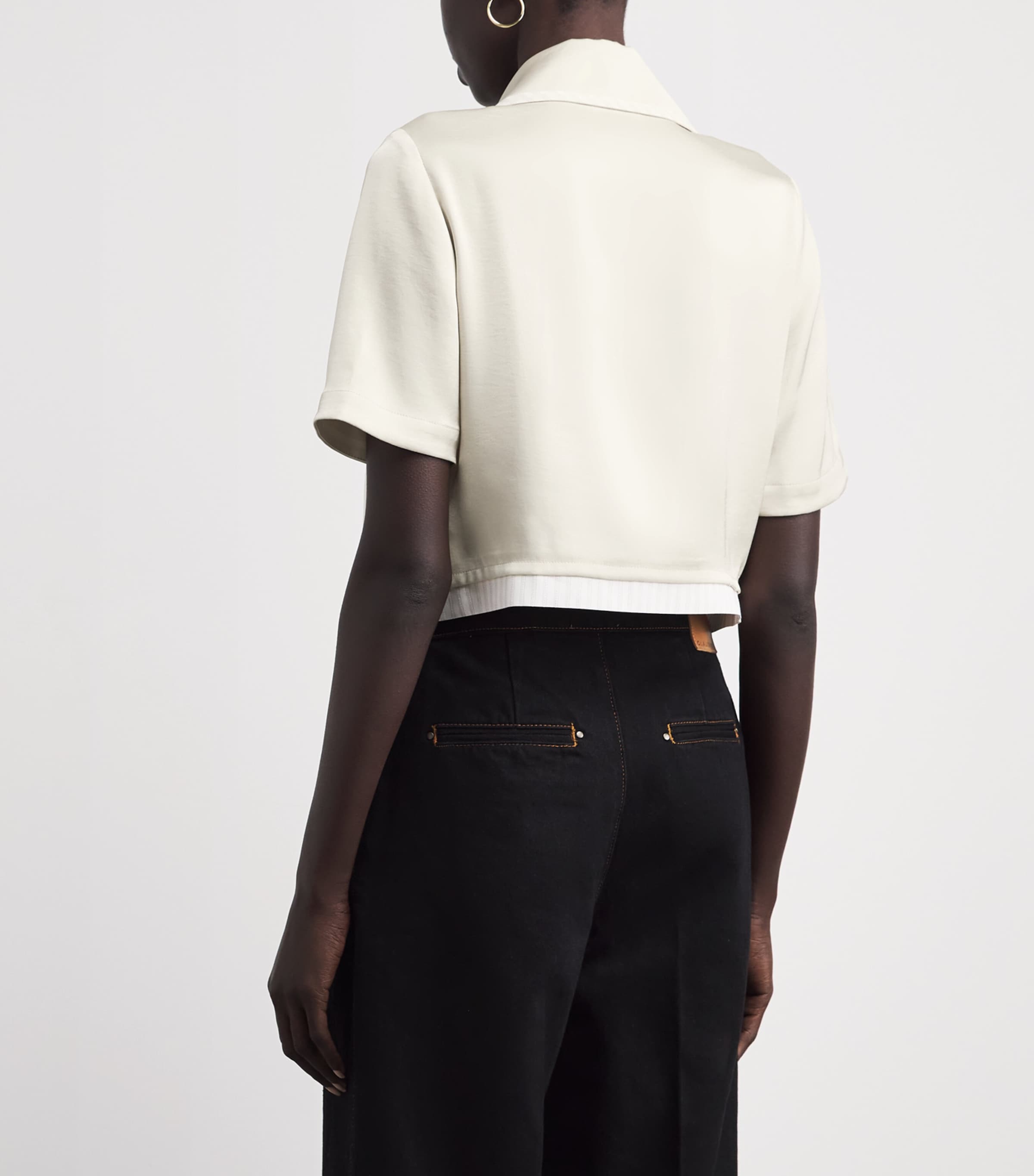 Claudie Pierlot Womens Satin Cropped Shirt Vanilla Image 5